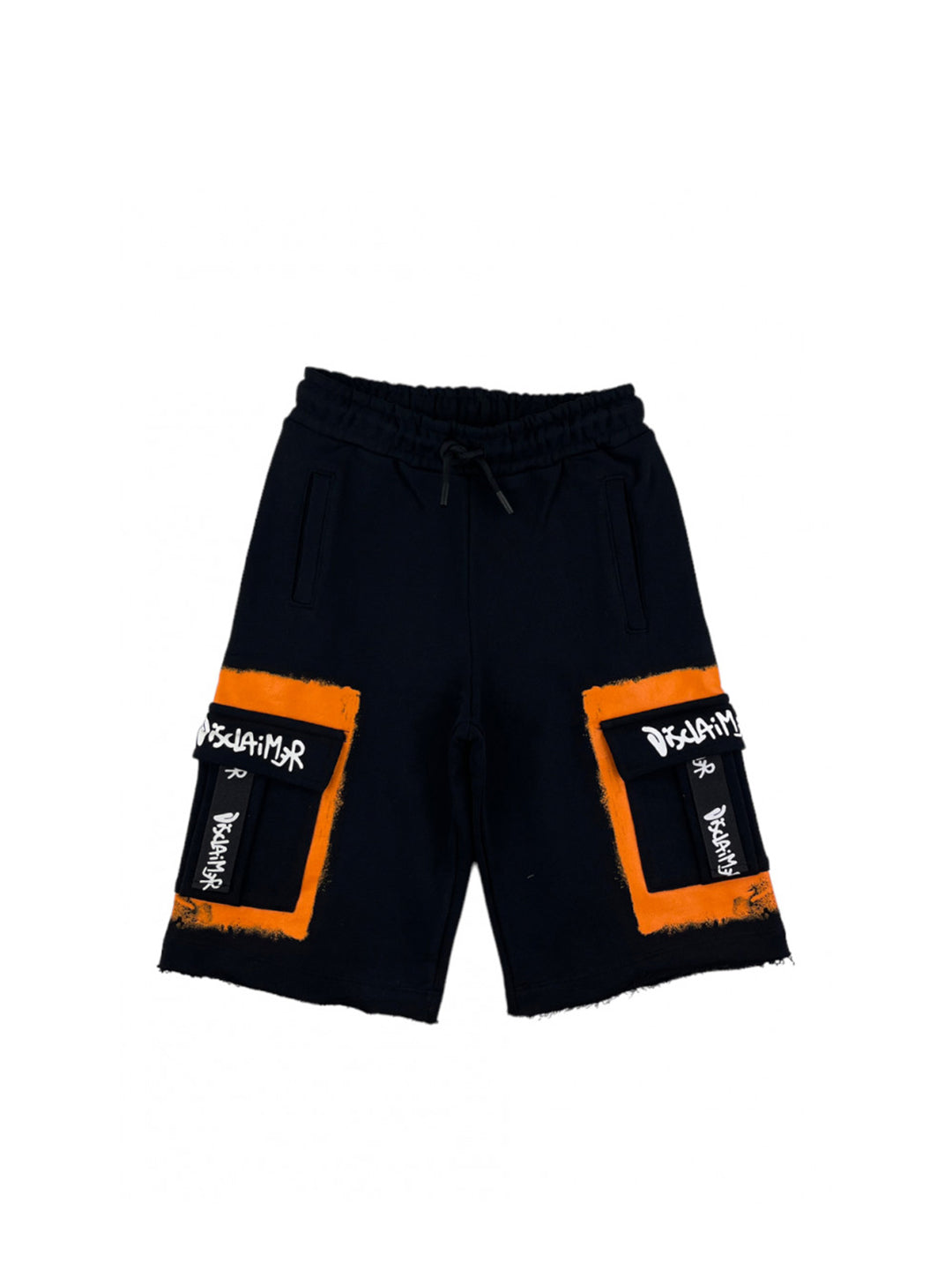 Disclaimer kids shorts nero e arancione con tasconi laterali