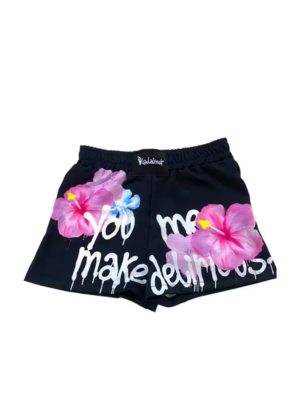 Disclaimer kids shorts nero con fiori colorati