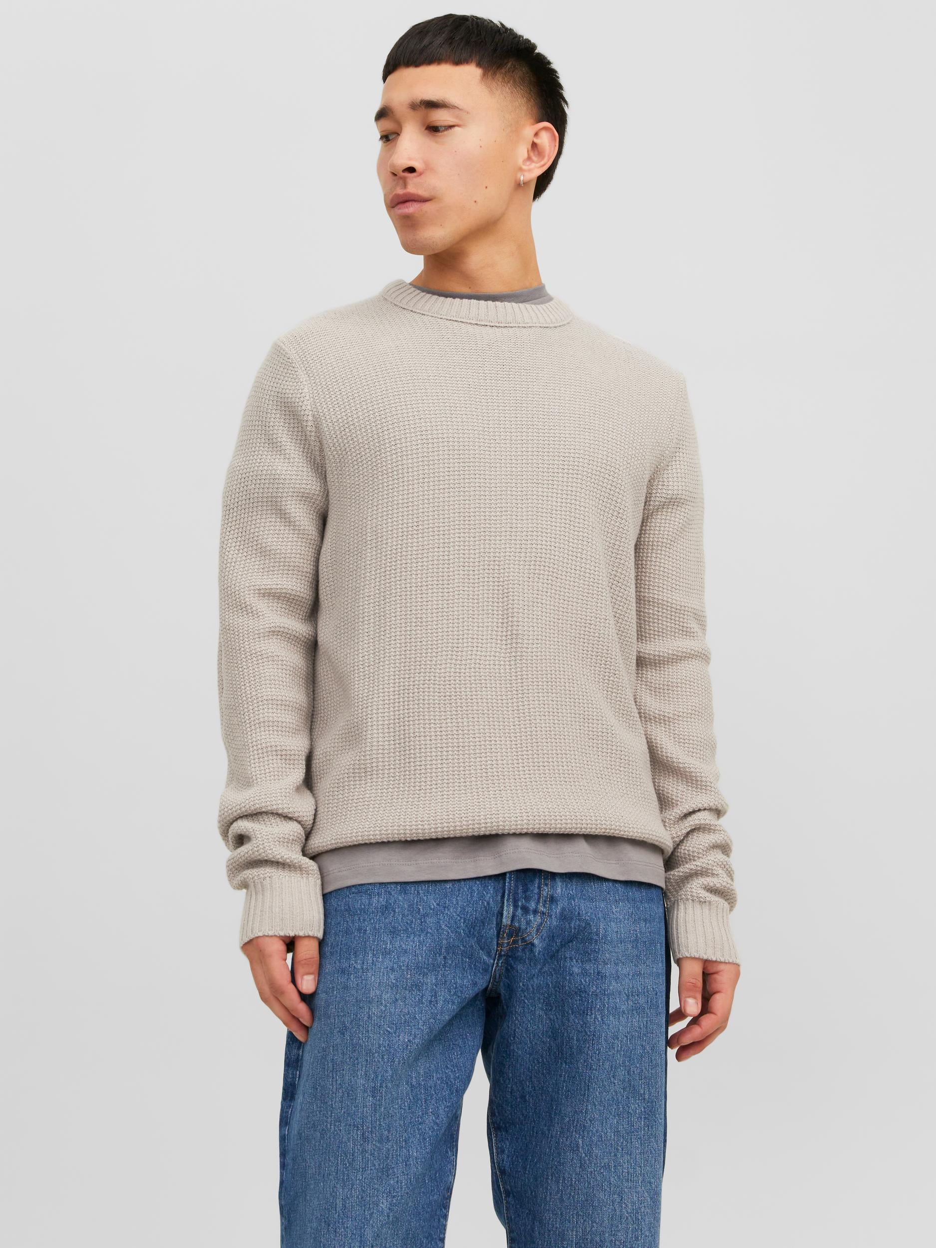Jack&Jones maglione beige lavorato a maglia 12243116BEIGE JACK & JONES