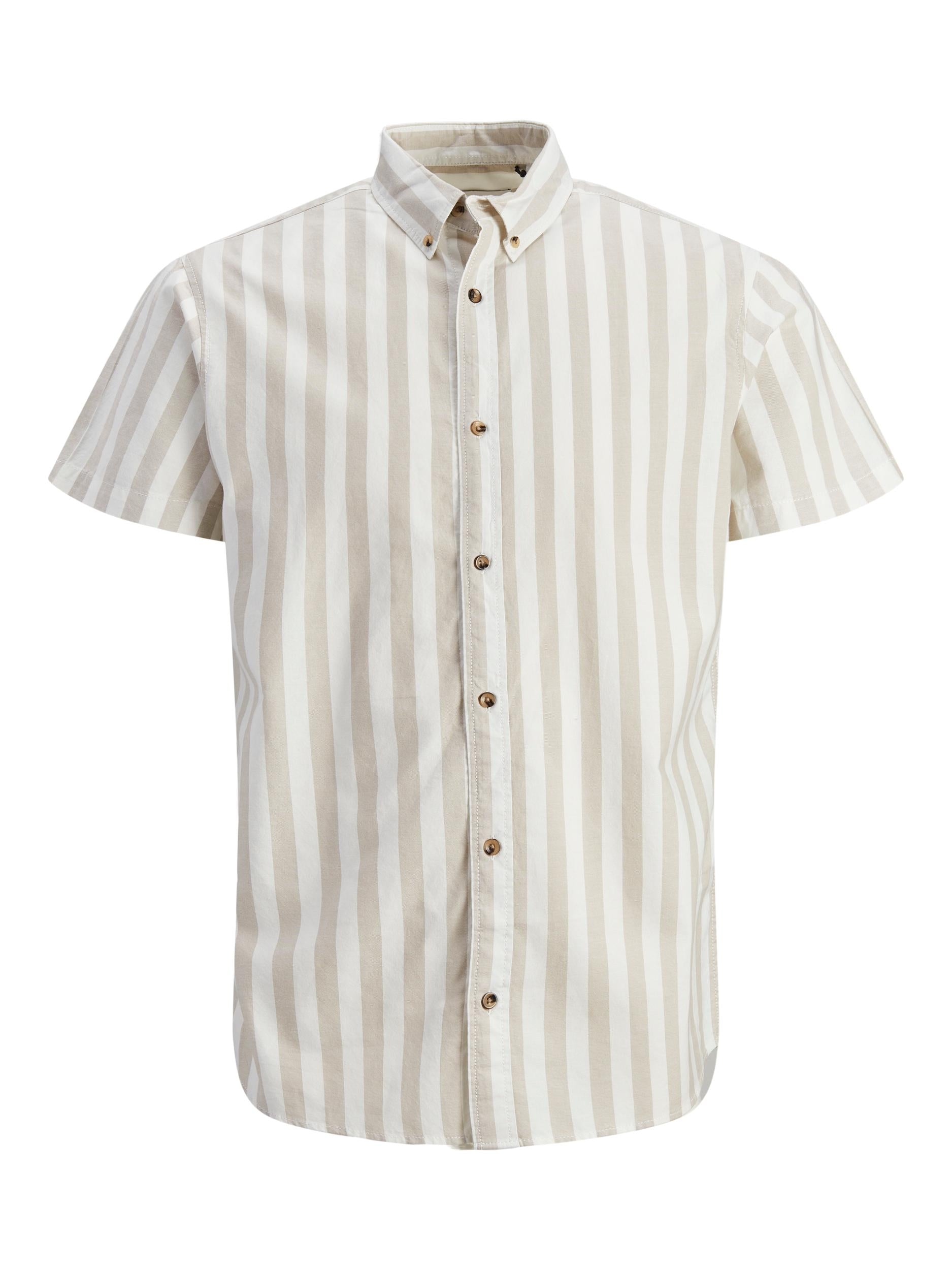 Jack&Jones camicia mezze maniche a righe bianca e beige