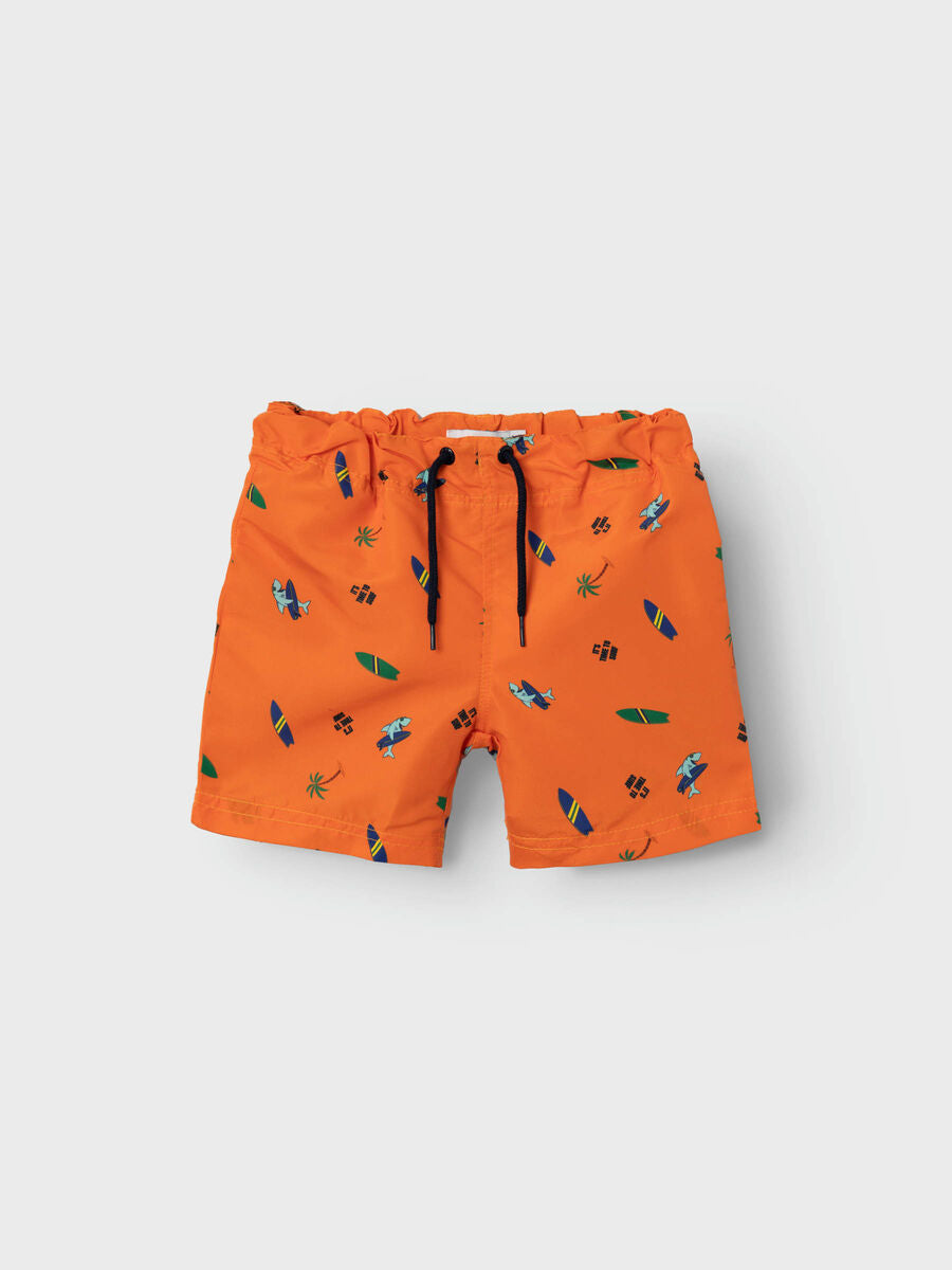Name It Kids costume da bagno a pantaloncino arancione con stampa