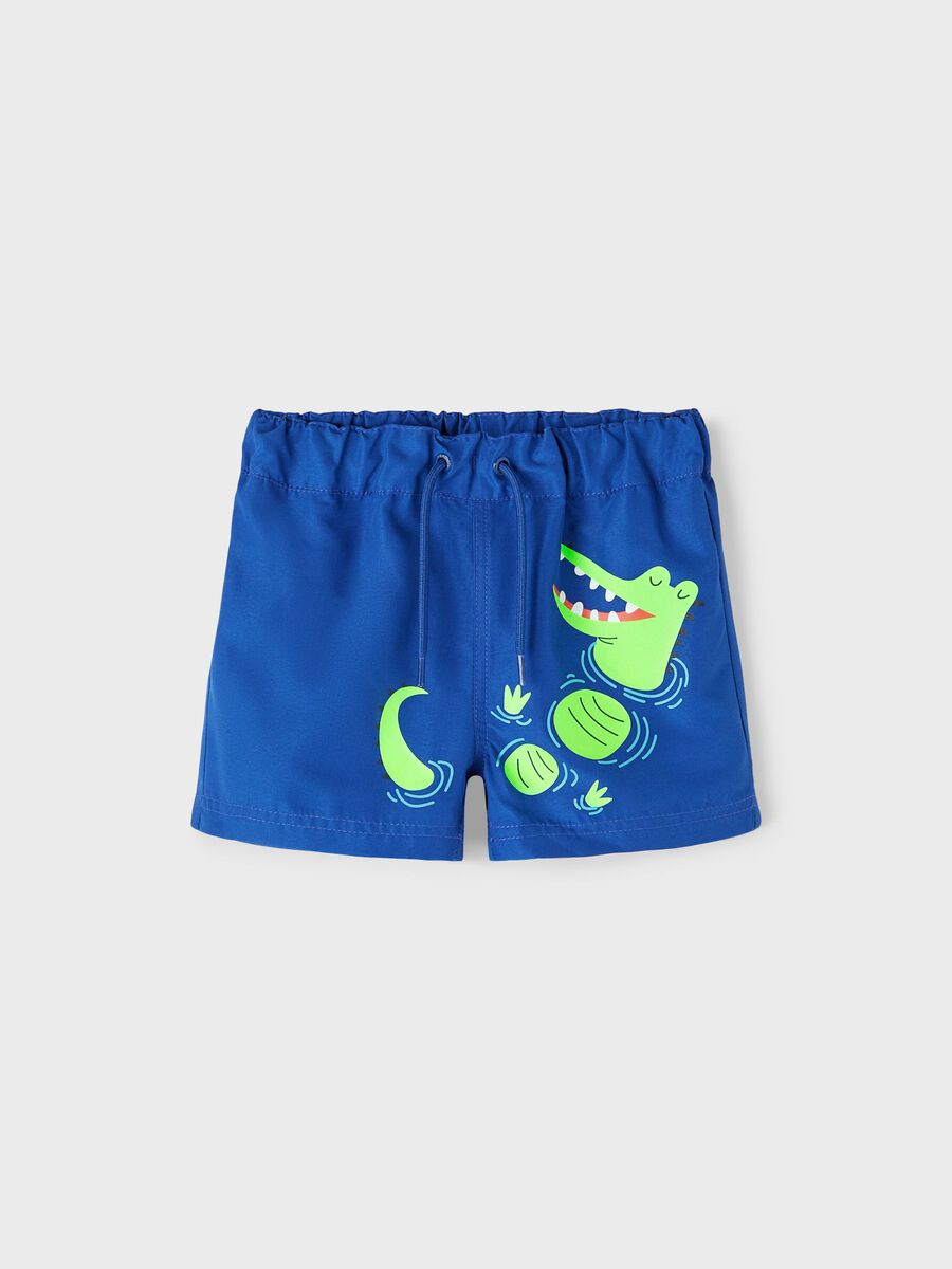 Name It Kids costume da bagno a pantaloncino blu con stampa drago