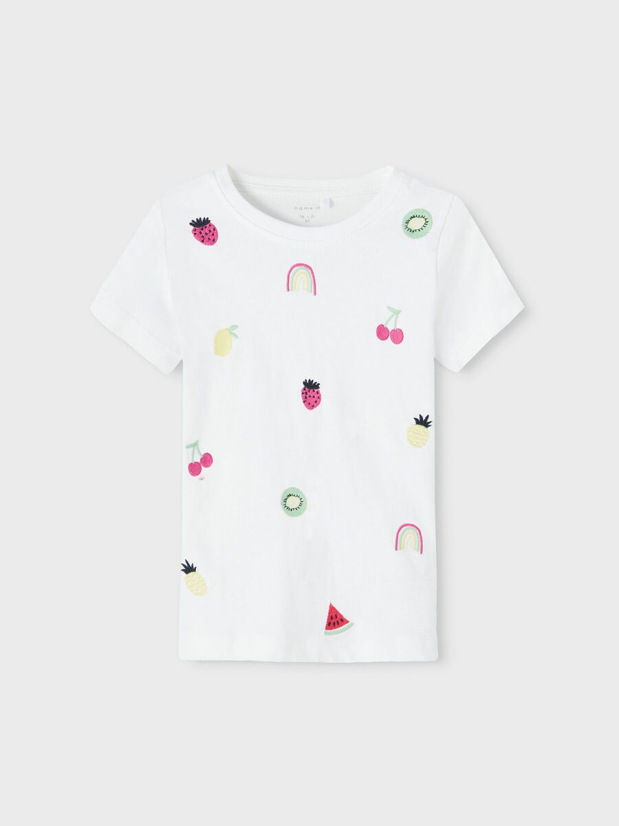 Lil'Atelier t shirt in cotone con ricami neonati