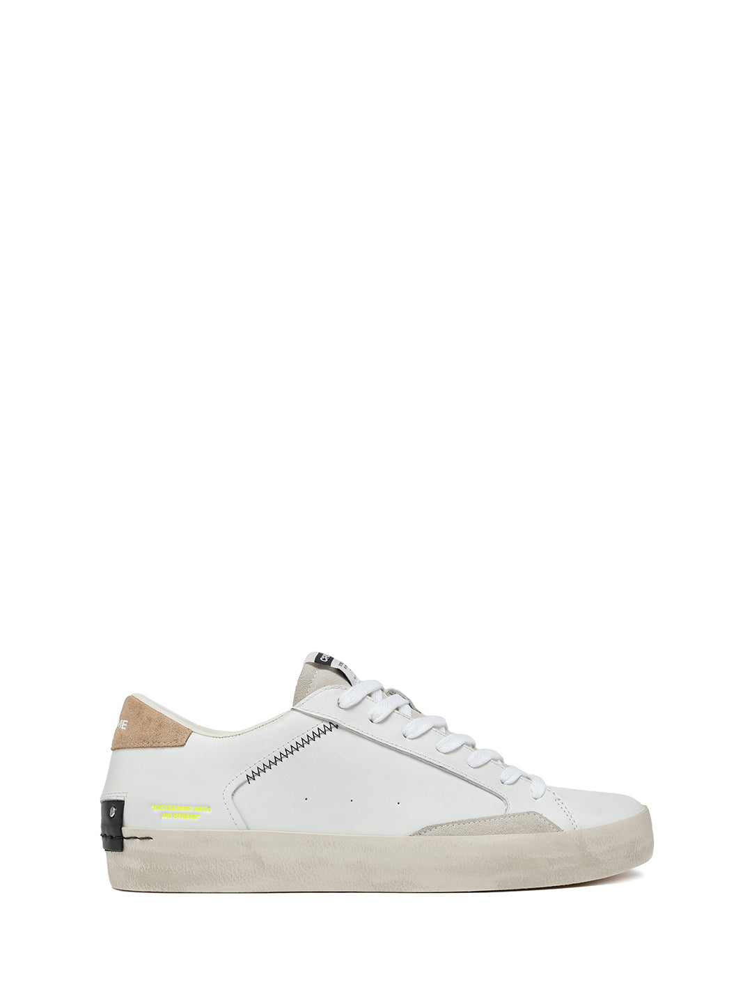 Crime Distressed City Lights sneakers bianco con tab beige
