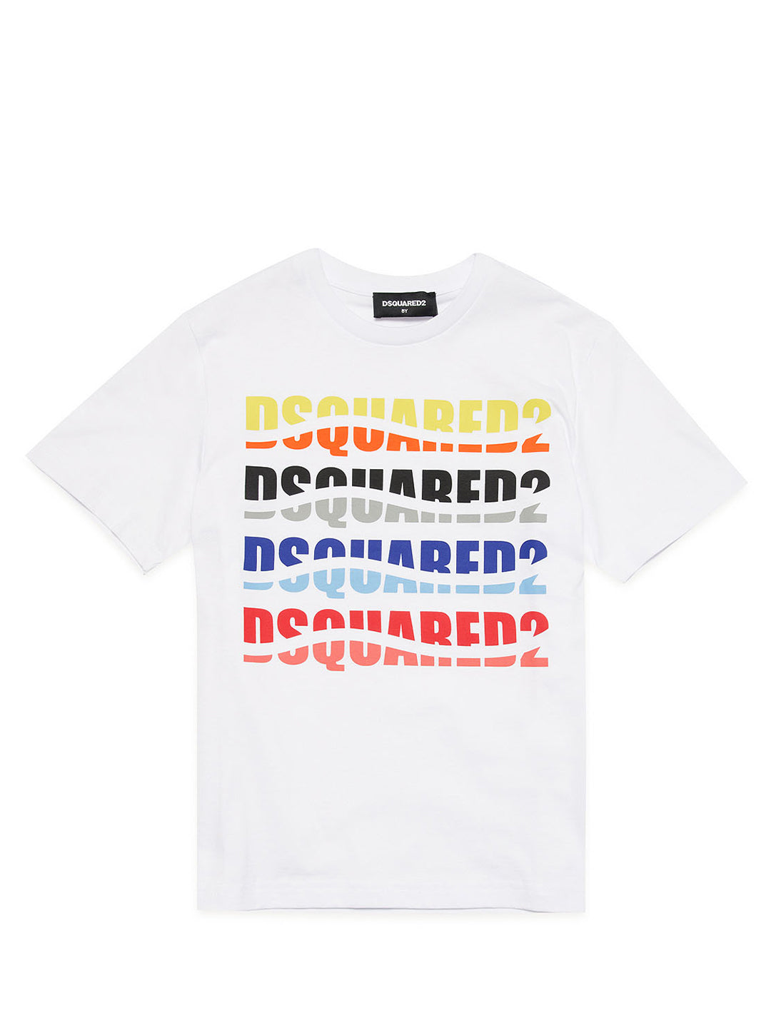Dsquared 2 t-shirt kids bianco con logo multicolor