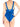 Fabrizia blue one-piece swimsuit with multicolor pearls and cut out<br>