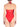 Fabrizia red one-piece swimsuit with transparencies