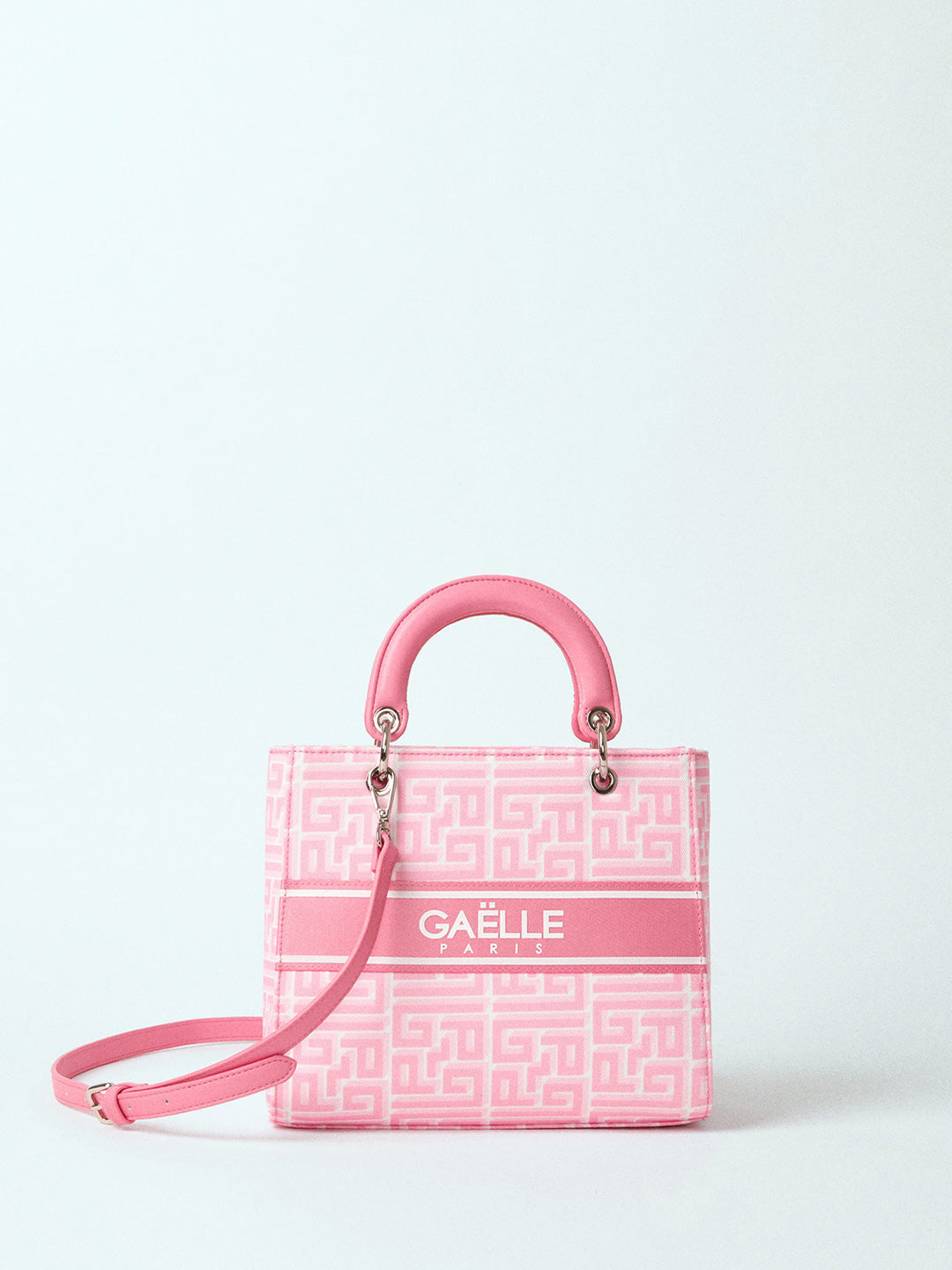 Gaelle borsa rosa con tracolla removibile e logo all over