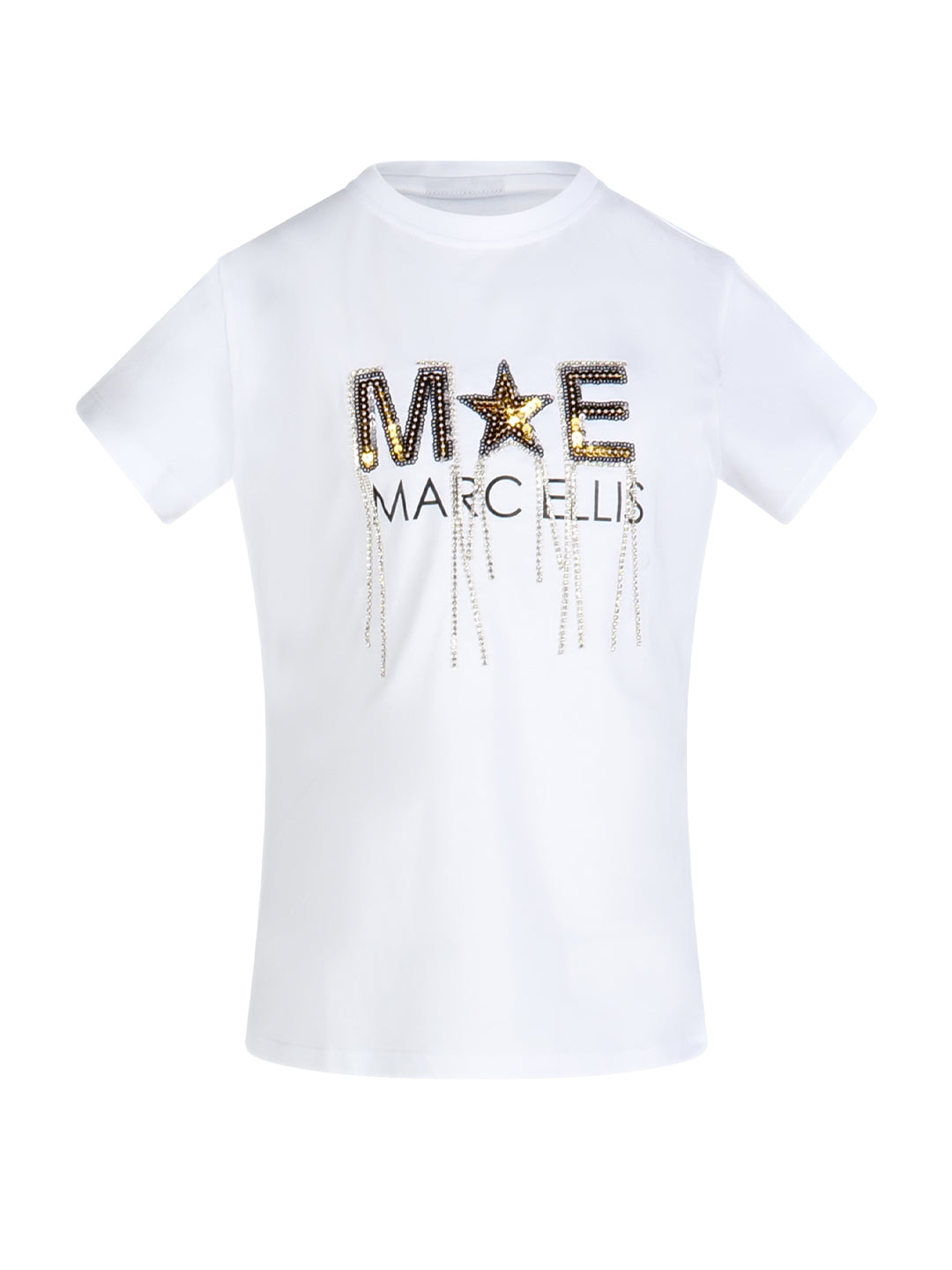 Marc Ellis t-shirt kids bianco con logo e strass