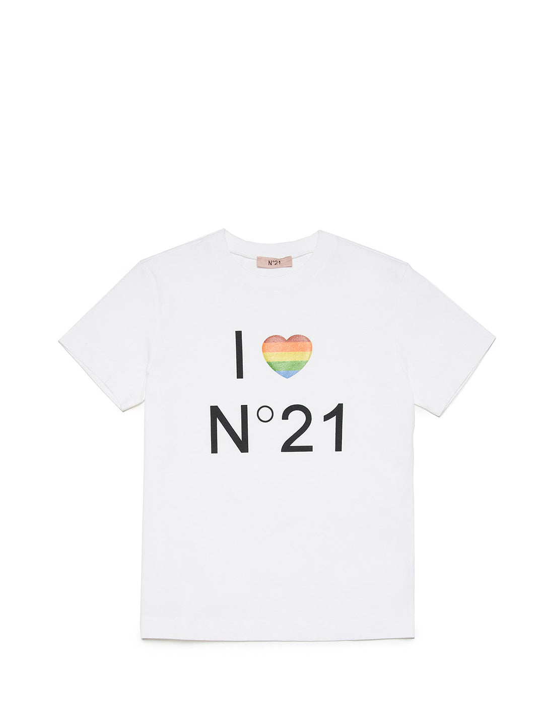 N°21 t-shirt kids bianco basic con grafica "I Love n°21"