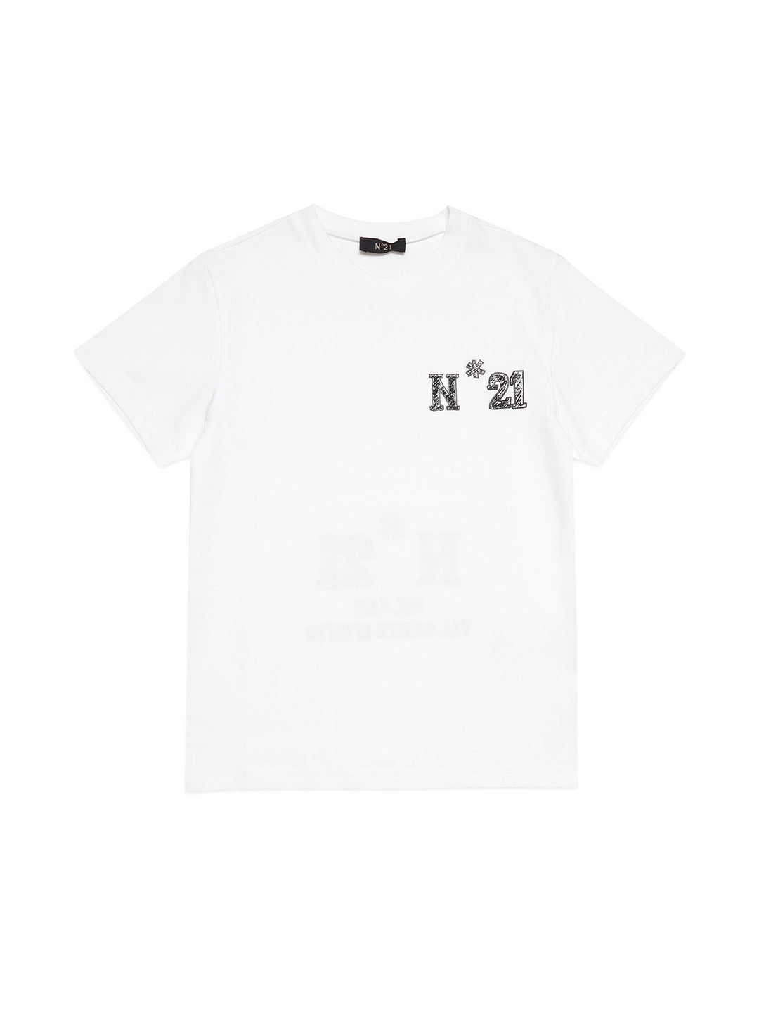 N°21 t-shirt kids bianco basic con logo centrale