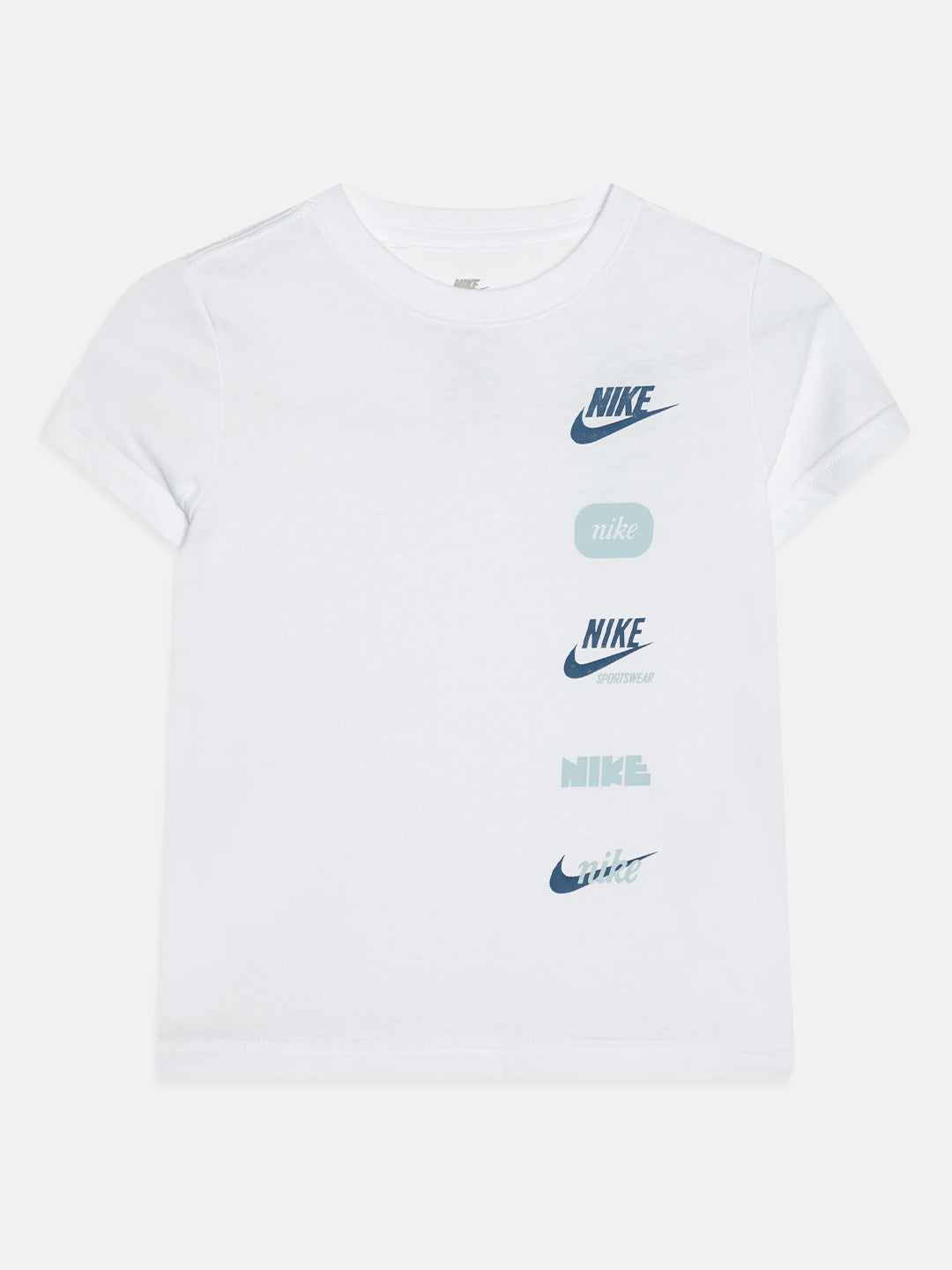 Nike t-shirt kids bianco multilogo blu