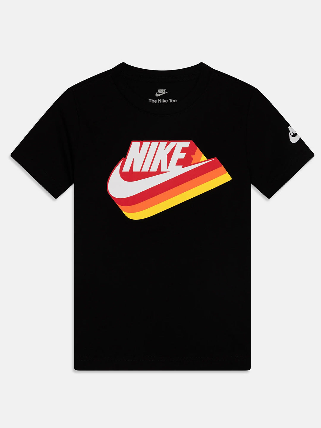 Nike t-shirt kids nero con logo centrale multicolor