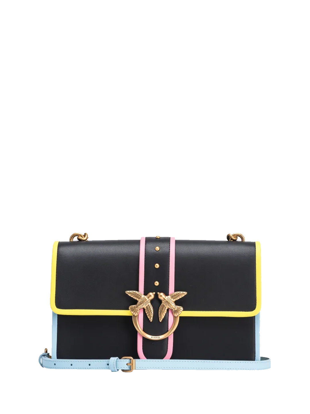 Pinko Classic Love Bag borsa nero con profili multicolor