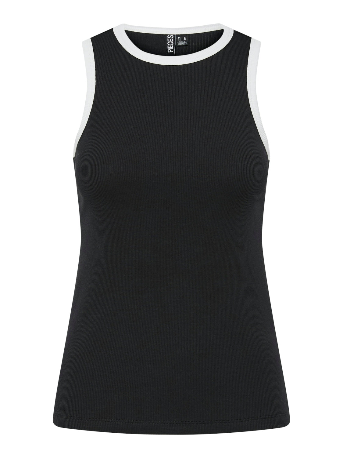 Pieces canotta nero con orli bianco 17154480 NERO PIECES 