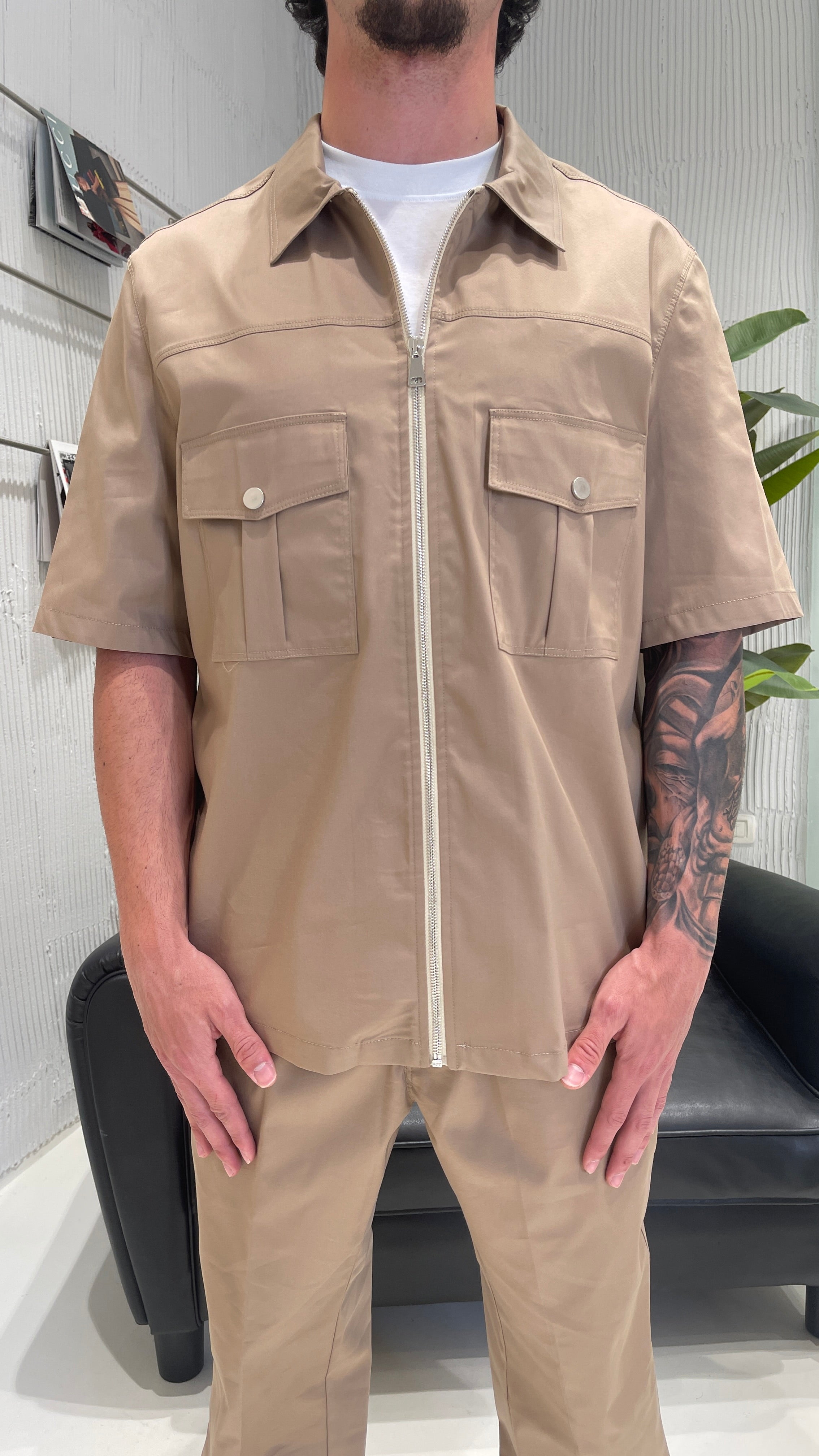 Pret A Porter camicia beige con tasconi 70019 BEIGE PRET A PORTER 