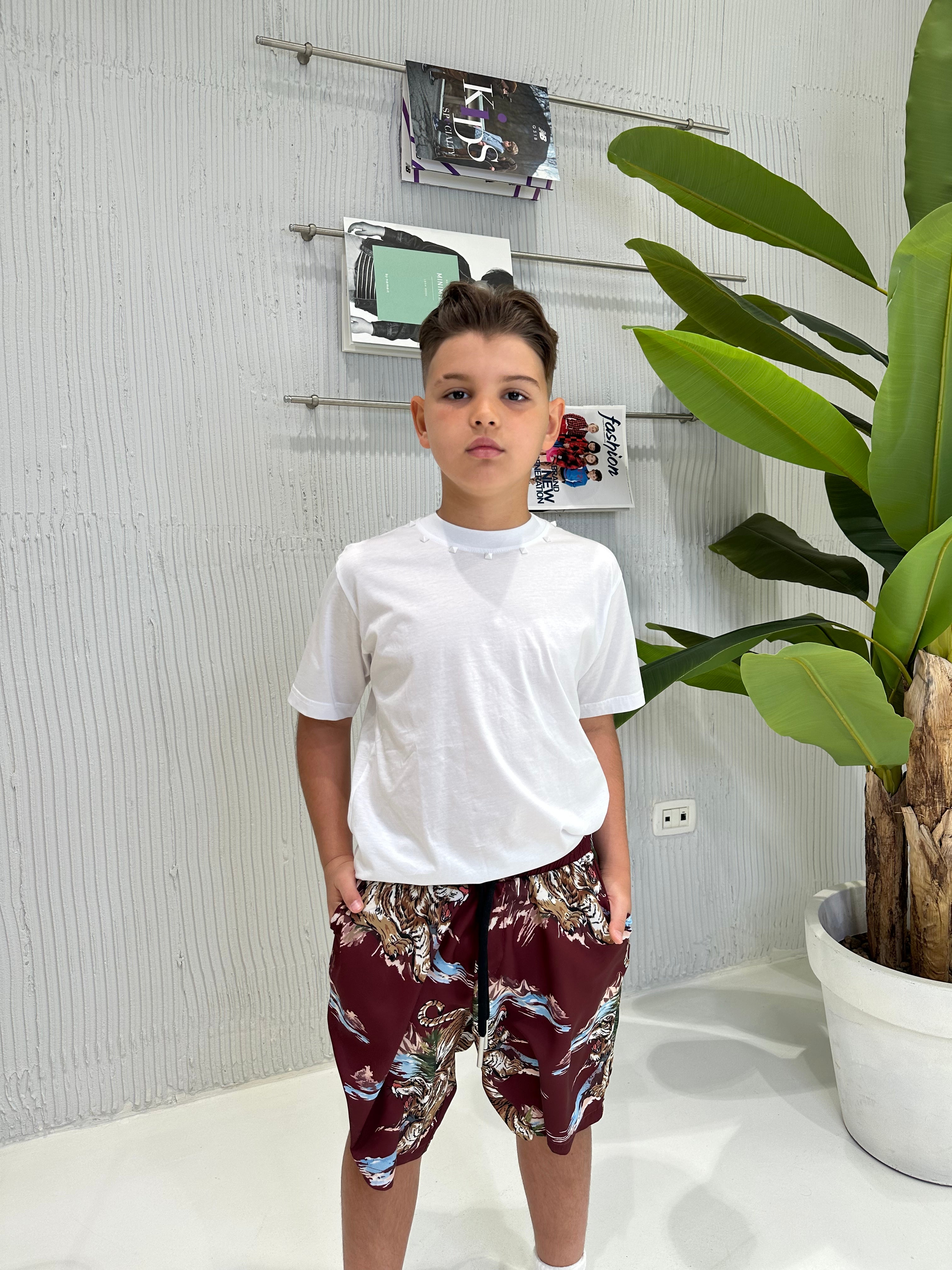 Yes London t-shirt kids bianco con borchie JR2147 BIANCO YES LONDON 