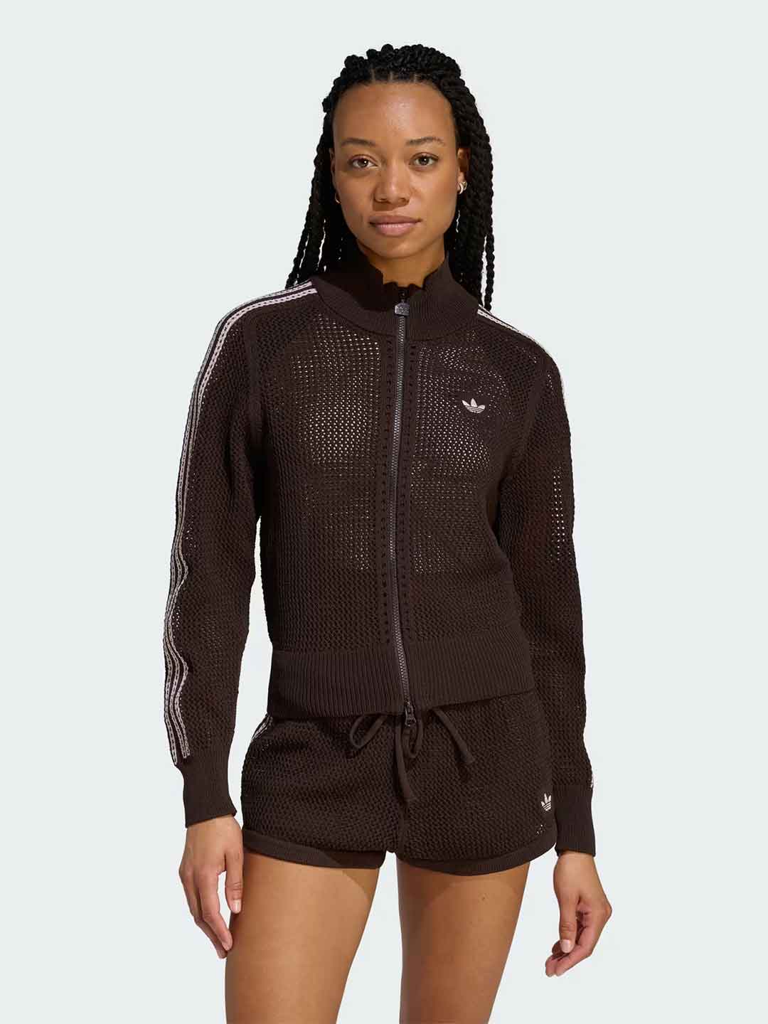 Adidas Firebird felpa marrone in crochet KE0202 MARRONE ADIDAS 