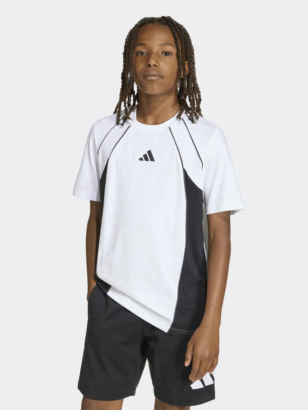 Adidas t-shirt kids bianco con logo nero KE2773 BIANCO ADIDAS 