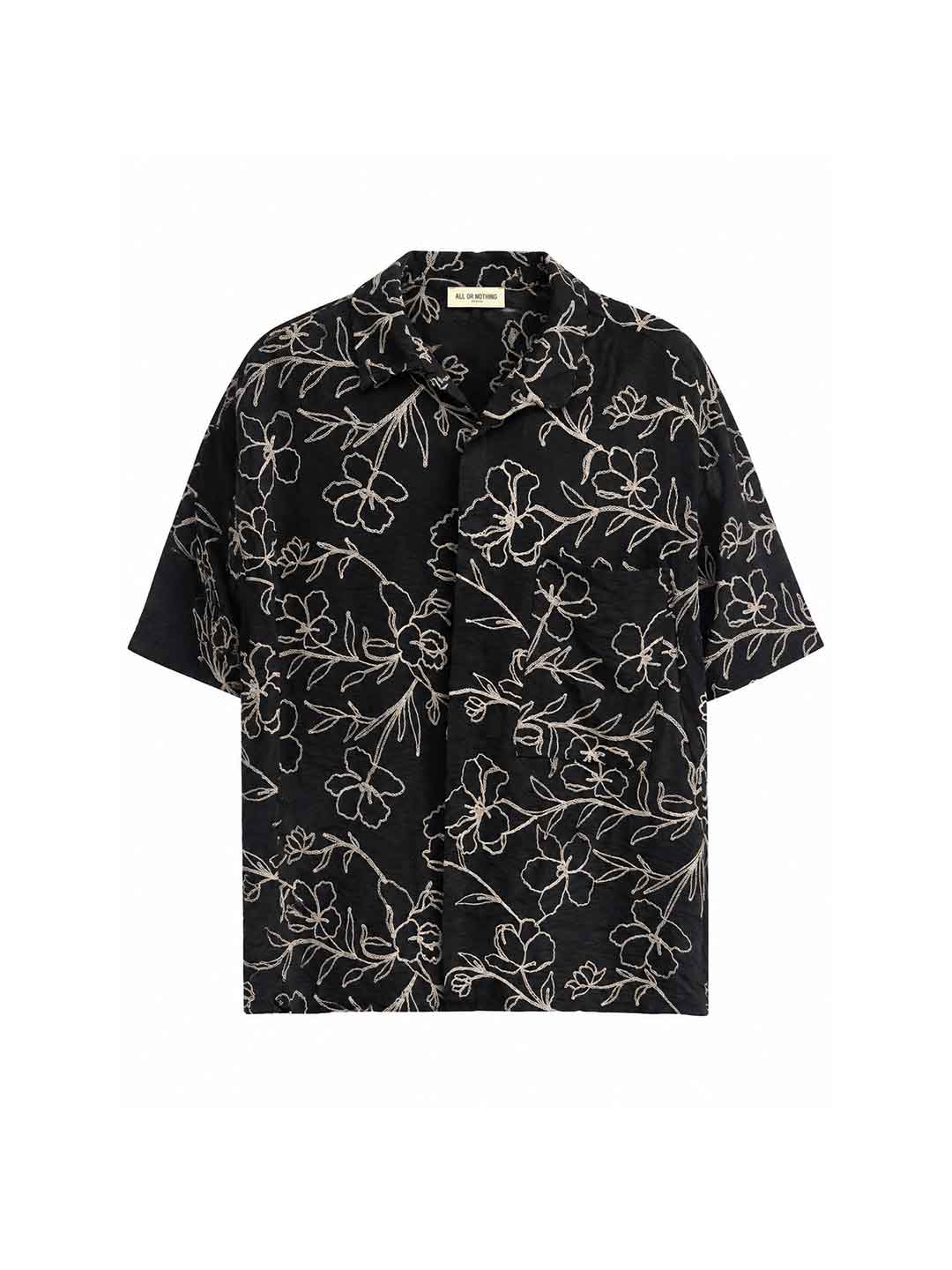 All Or Nothing Mykonos camicia nero con ricami<BR/> MYKONOS CAMICIA NERO ALL OR NOTHING 