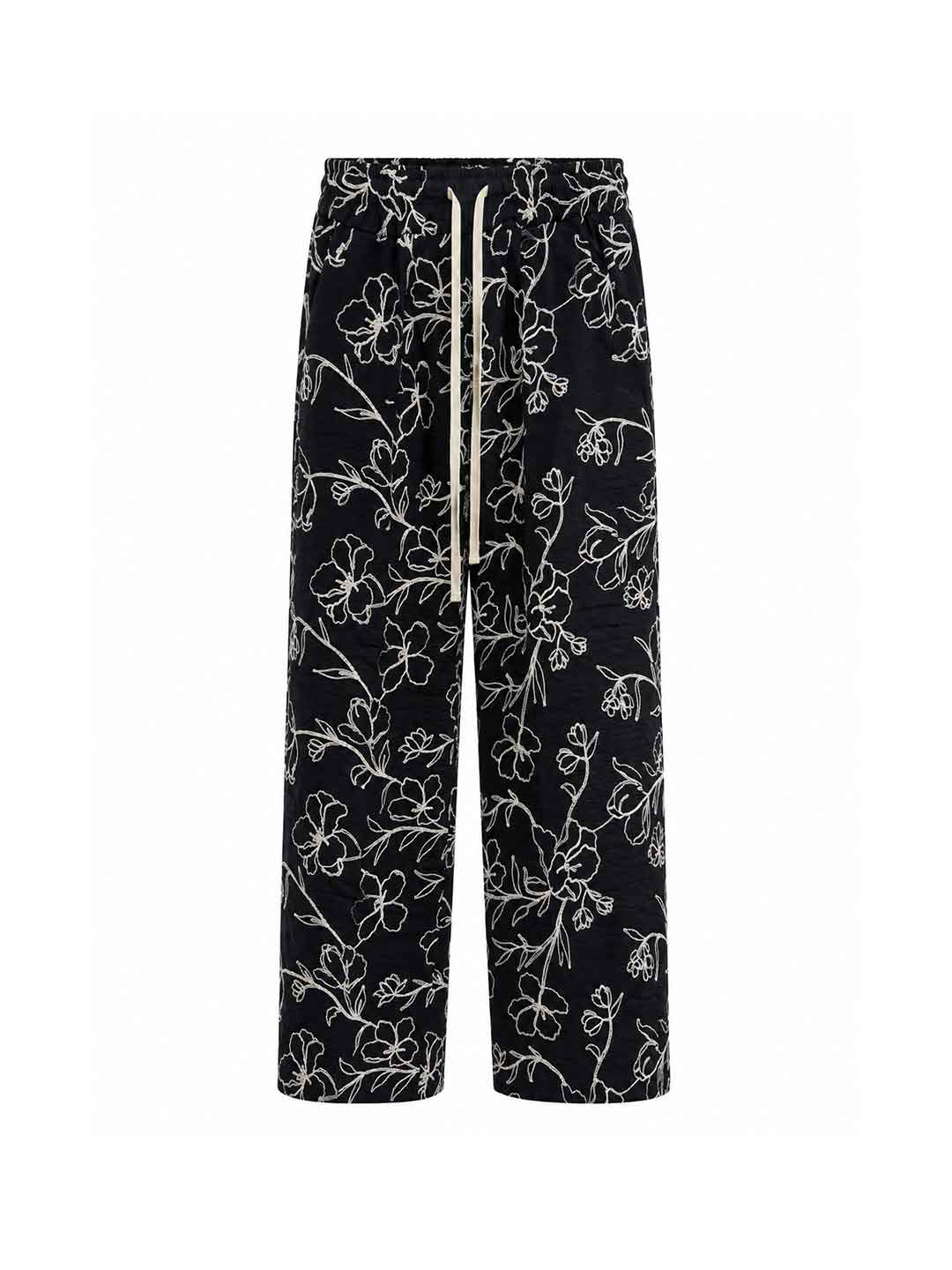 All Or Nothing Mykonos pantalone nero con ricami<BR/> MYKONOS PANTALONI NERO ALL OR NOTHING 
