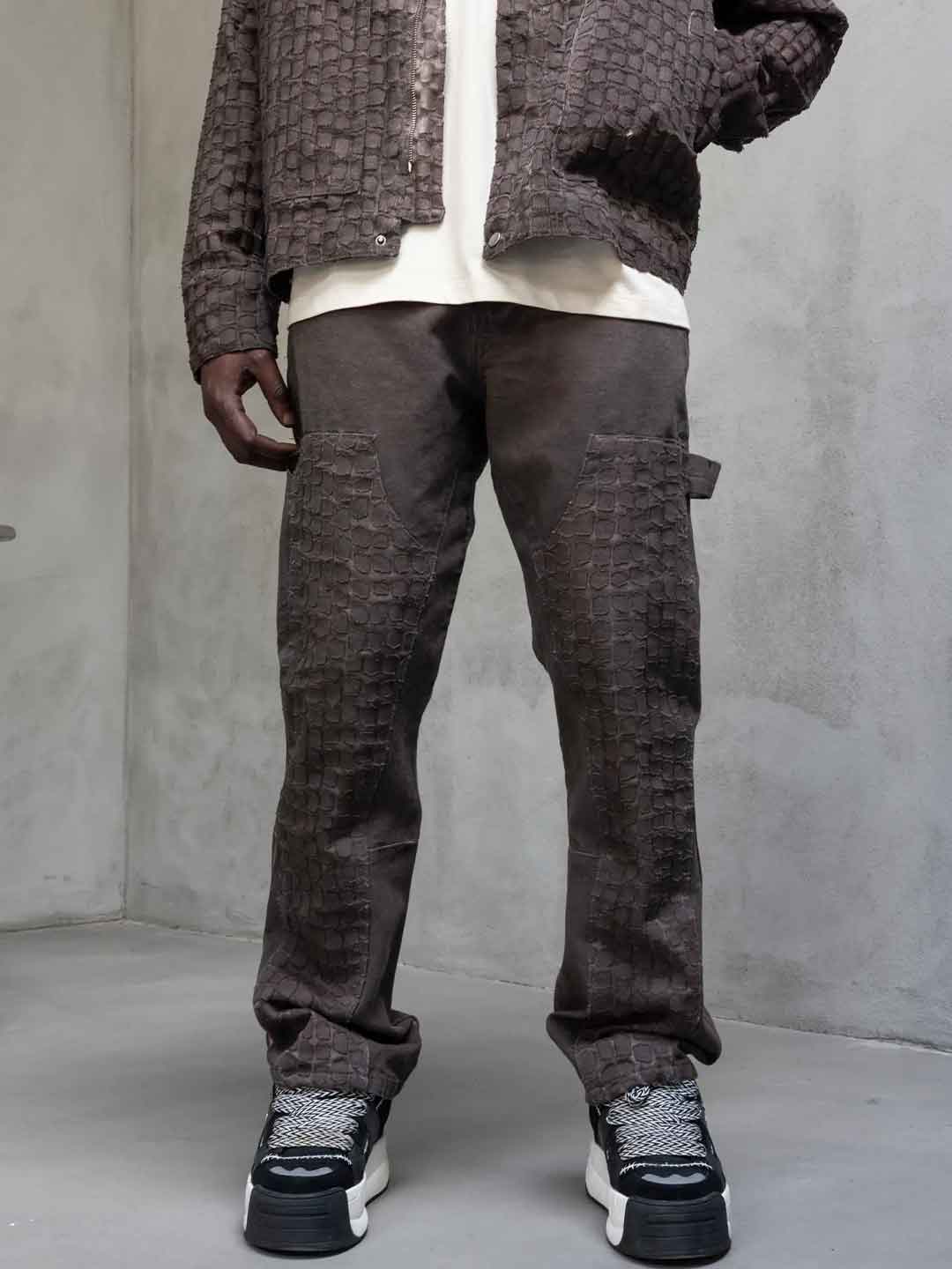 Black Island jeans marrone con motivo geometrico 17428 MARRONE BLACK ISLAND 