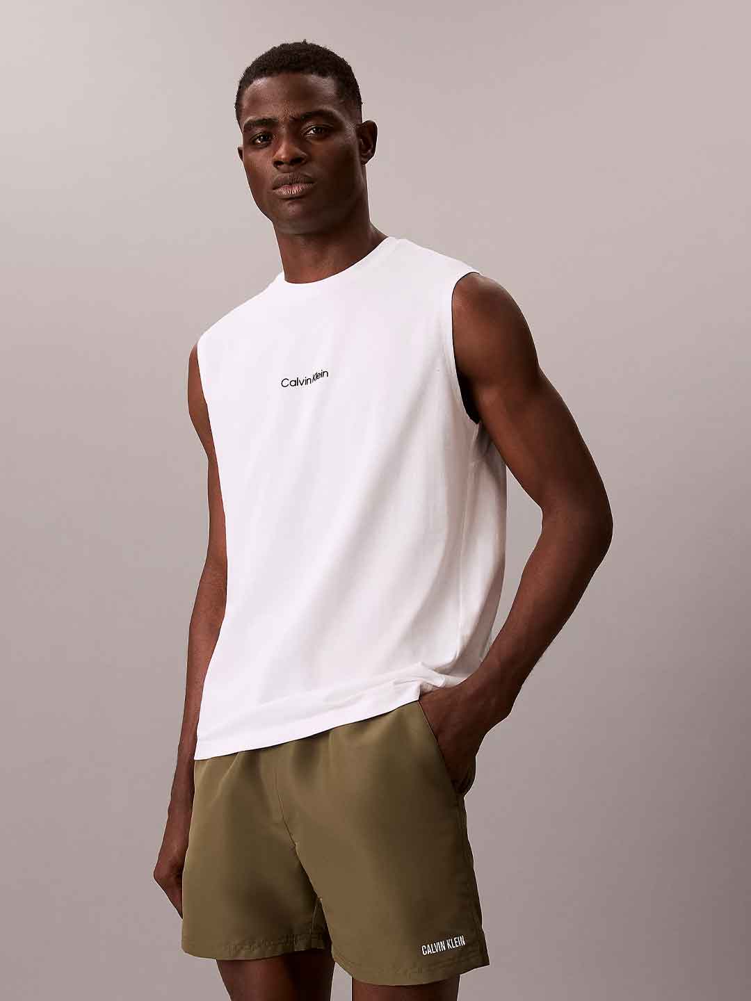 Calvin Klein canotta bianco con logo nero LV00NM3023 100 BIANCO CALVIN KLEIN 