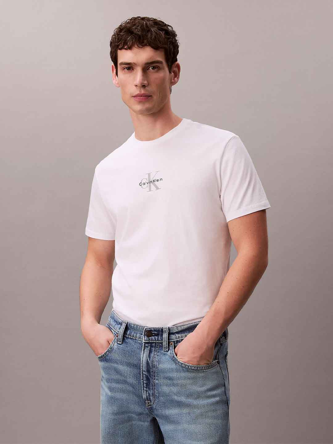 Calvin Klein t-shirt bianco logo monogramma LV04RB866G BIANCO CALVIN KLEIN 