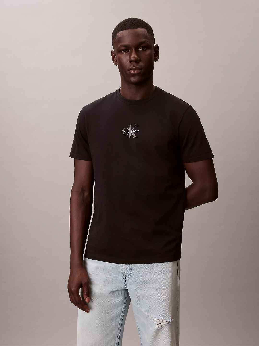 Calvin Klein t-shirt nero logo monogramma LV04RB866G NERO CALVIN KLEIN 