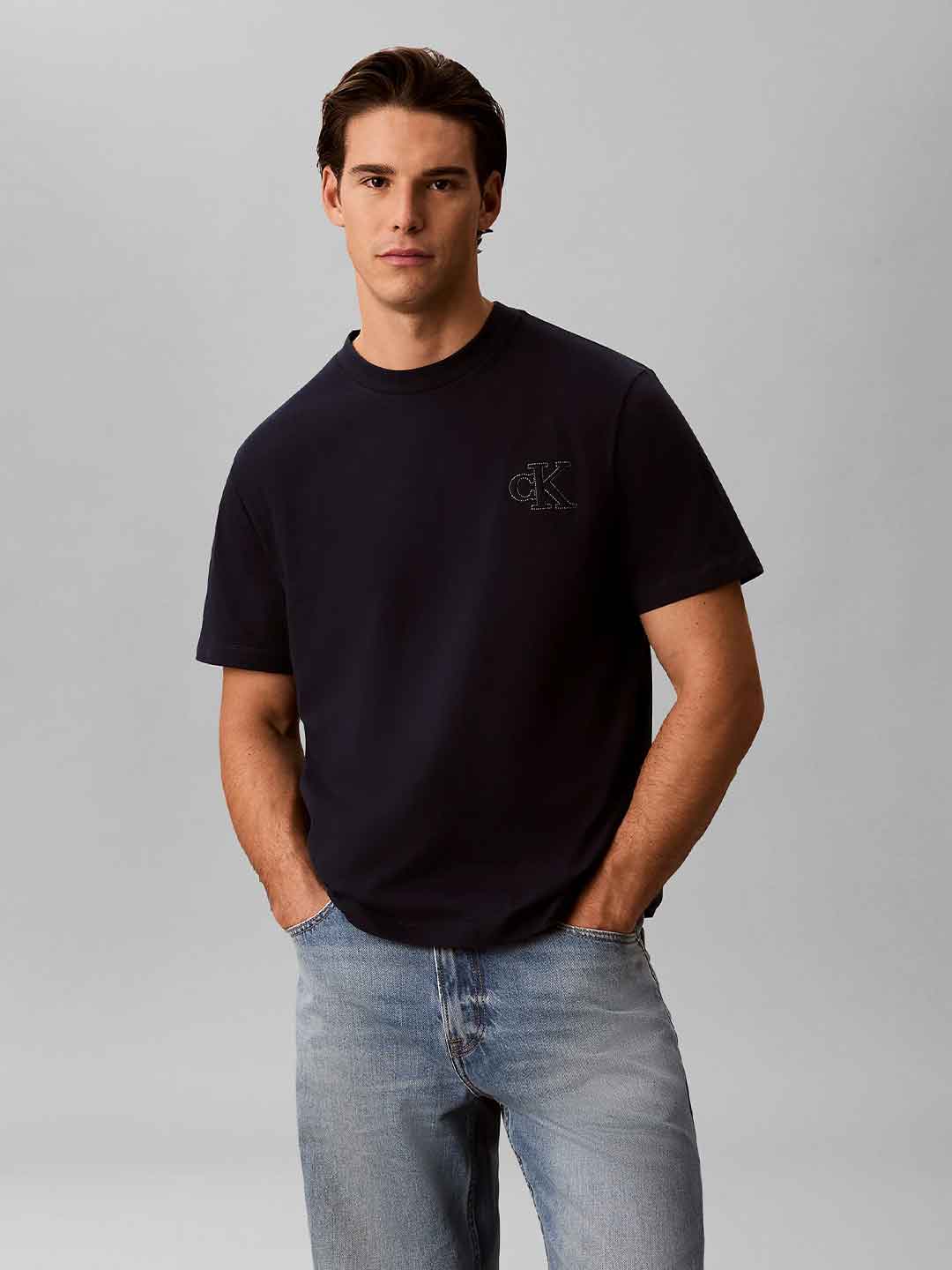 Calvin Klein t-shirt nero con logo cucito LV04RG220G NERO CALVIN KLEIN 