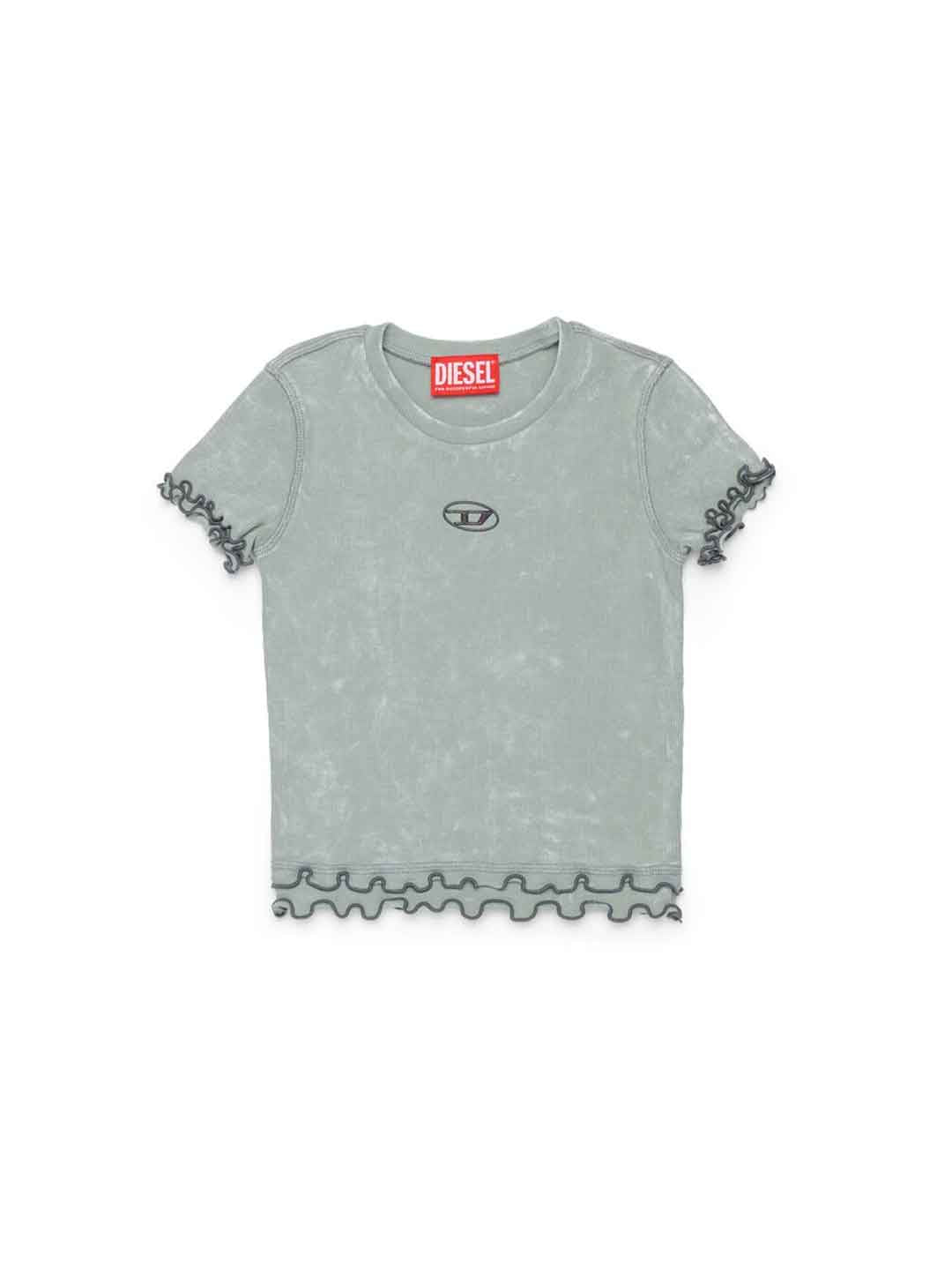 Diesel Tailia t-shirt grigio con orlo arricciato J02579 KYA0E GRIGIO DIESEL 