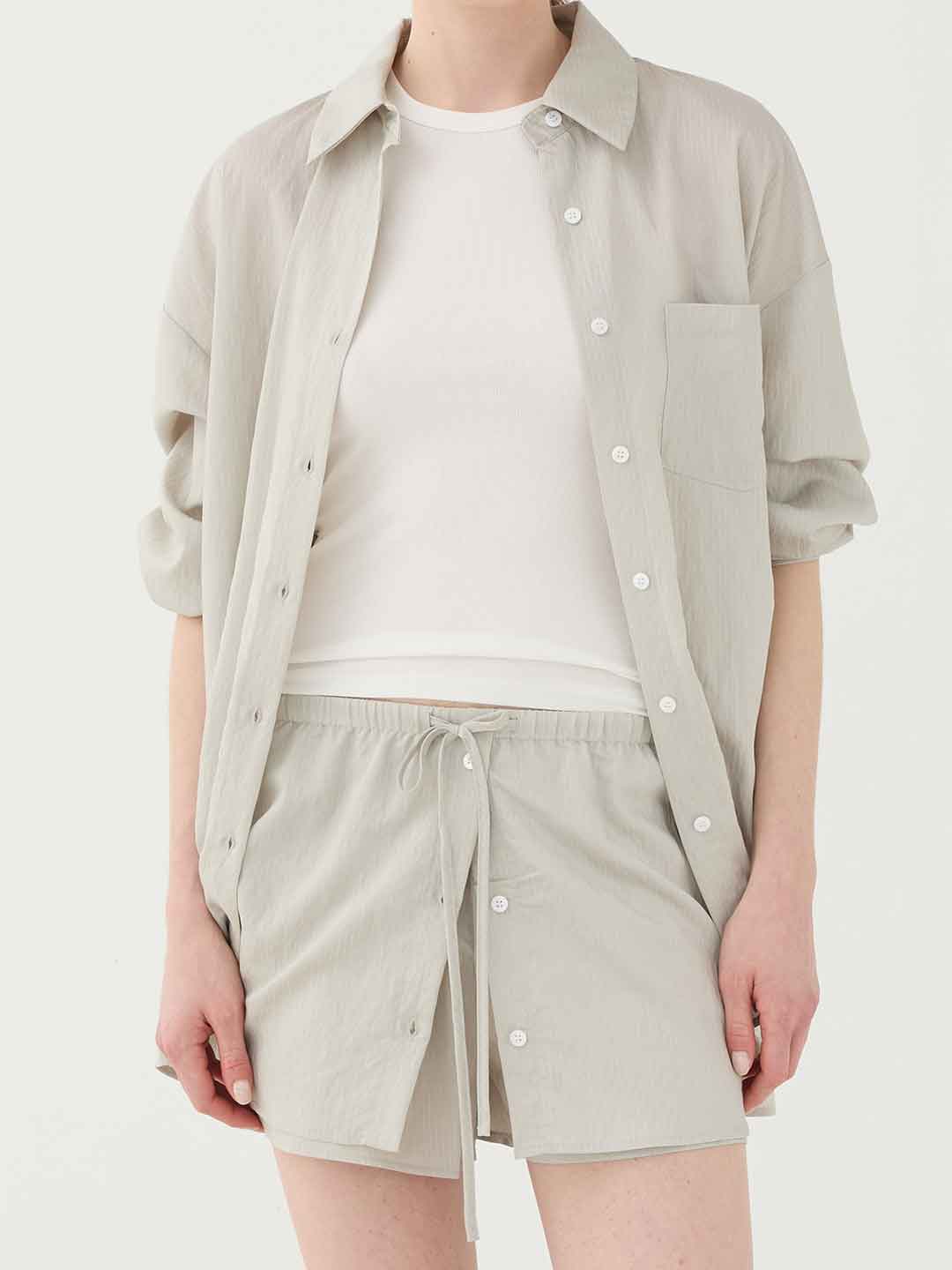 Eleh shorts beige con righe bianche SS260037 BEIGE ELEH 