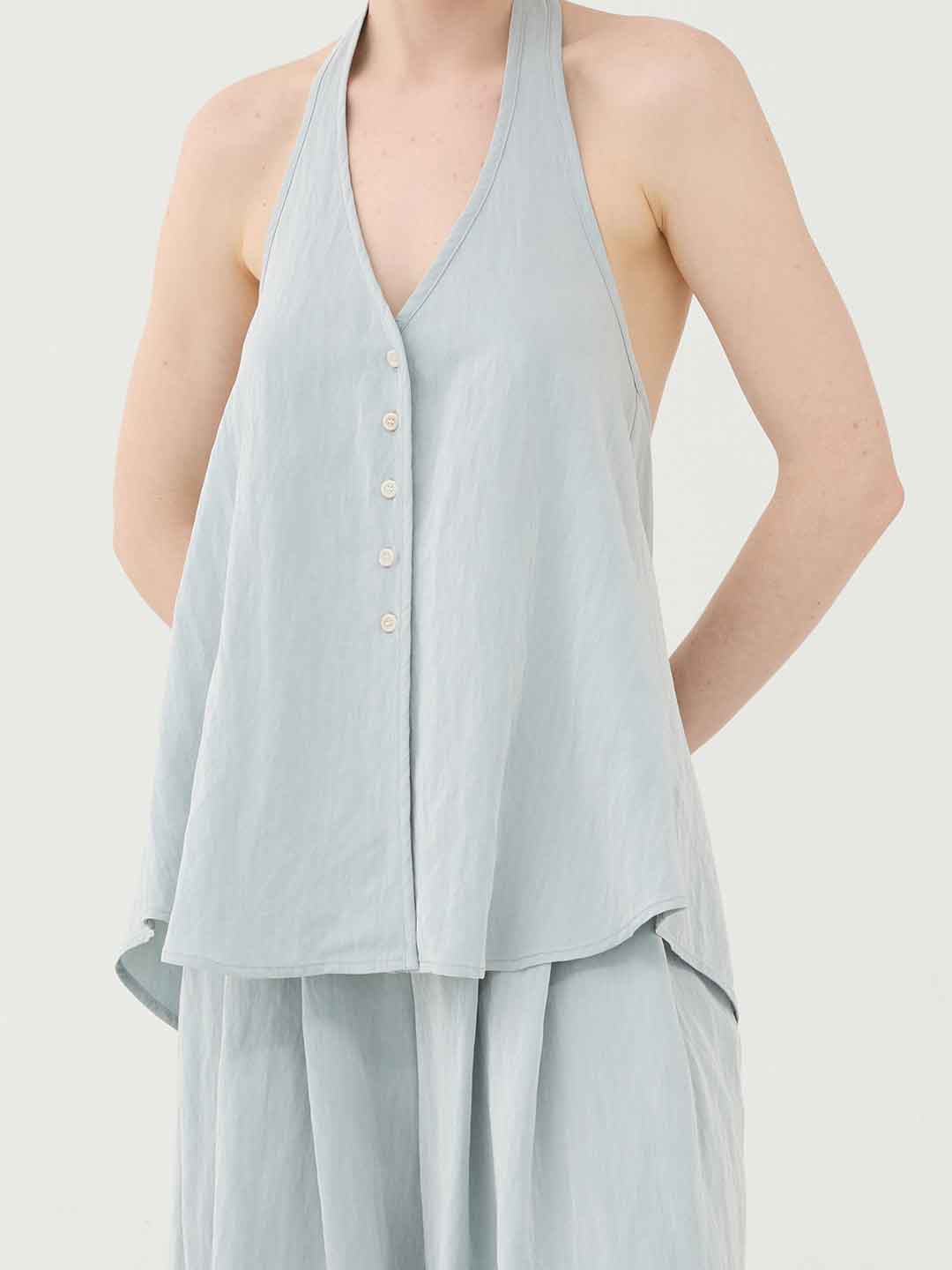 Eleh top celeste con scollo a V SS260092 CELESTE ELEH 