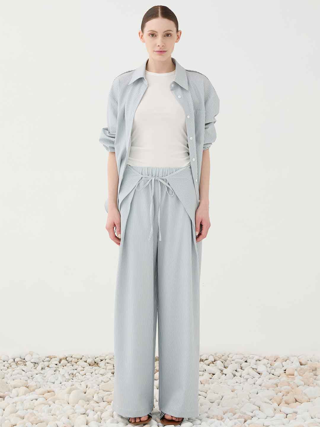 Eleh camicia celeste a righe SS260360 CELESTE ELEH 