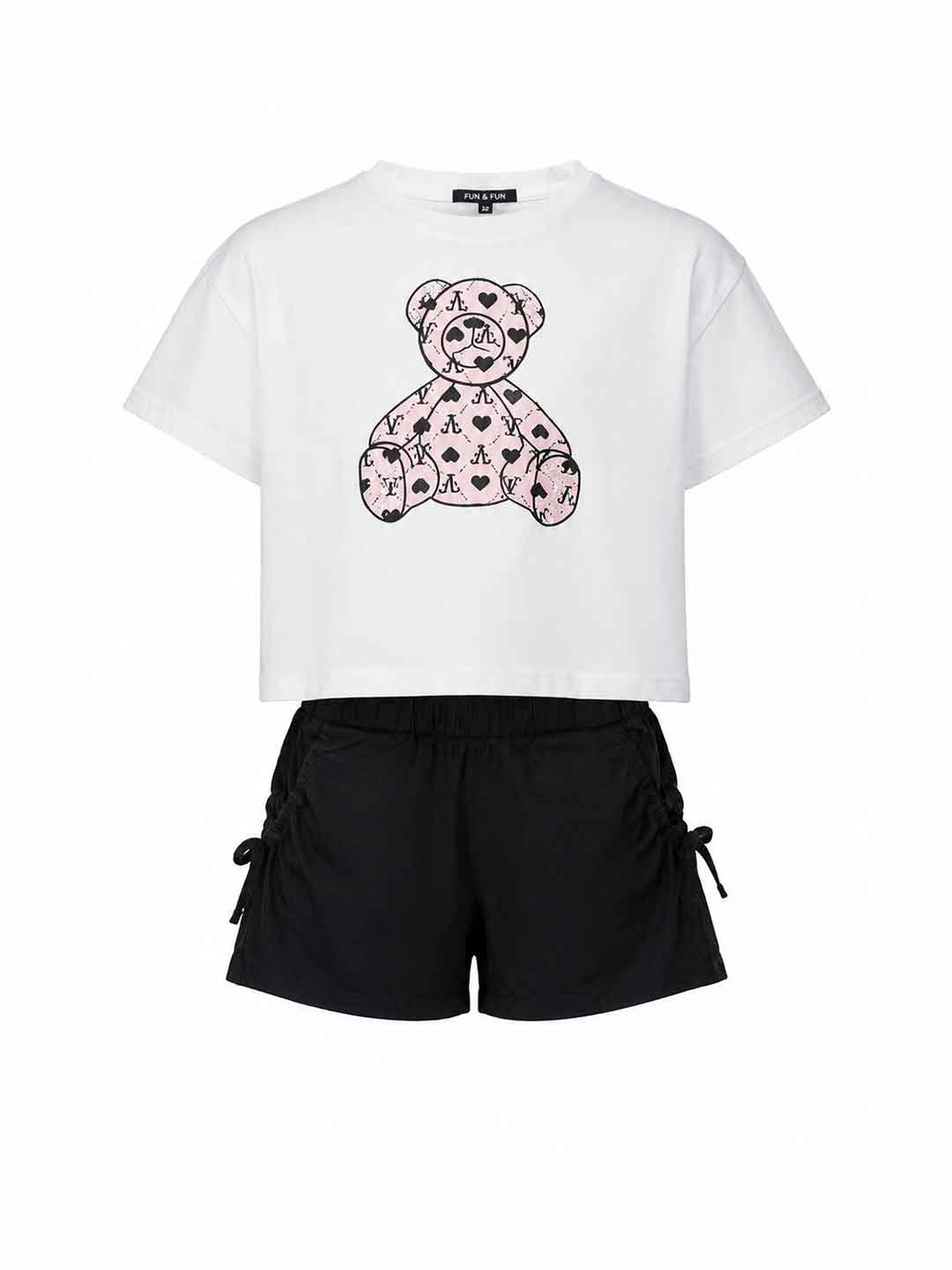 Fun & Fun coordinato kids bianco e nero con orsetto 8-18 anni FJCM03076 BIANCO FUN & FUN 