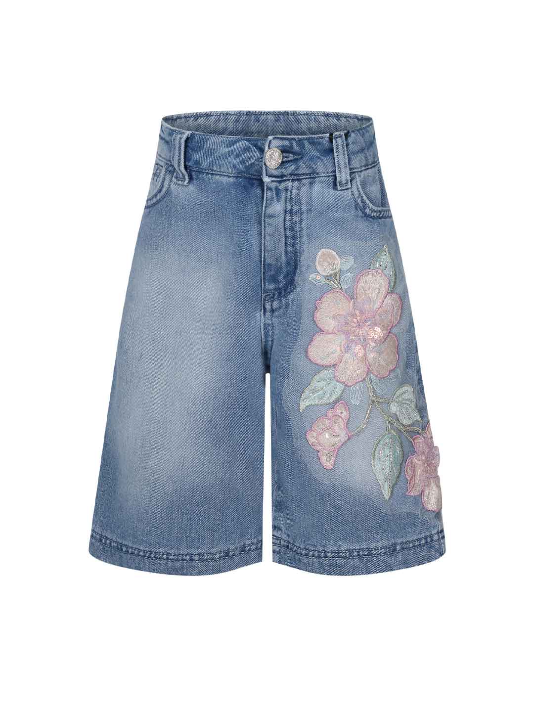 Fun & Fun bermuda kids in jeans con stampa fiore FNCBPT02812 JEANS FUN & FUN 