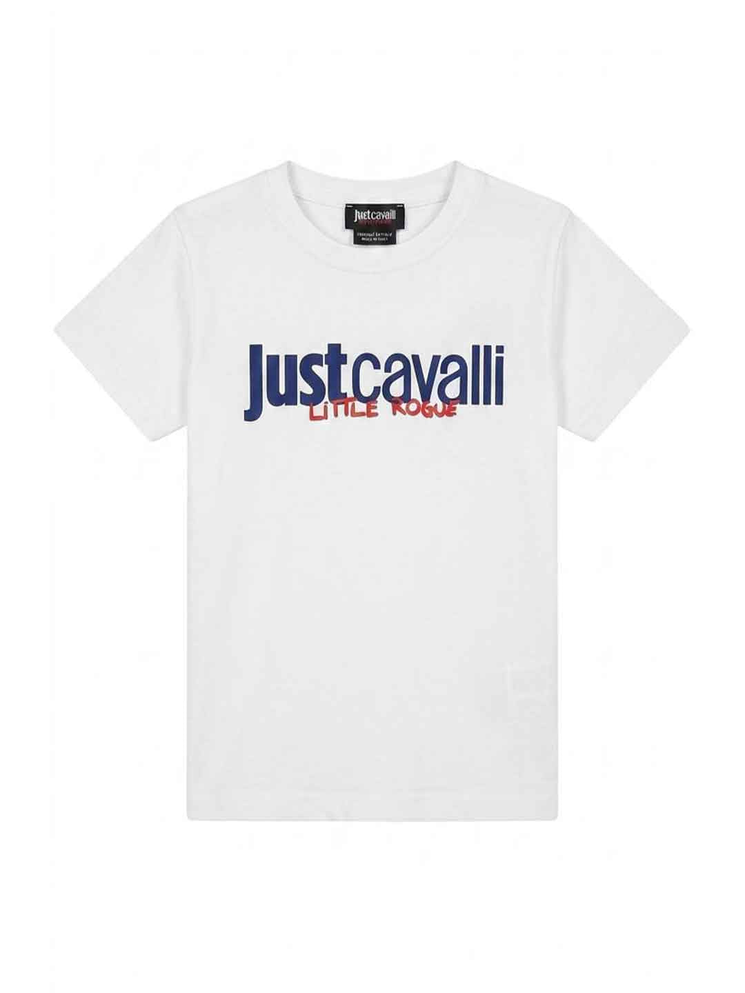 Just Cavalli t-shirt bianco con grafica blu 2-6 anni 26047 BIANCO JUST CAVALLI 