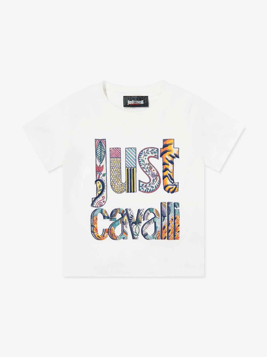 Just Cavalli t-shirt kids bianco con logo fantasia 8-14 anni 26071 BIANCO JUST CAVALLI 