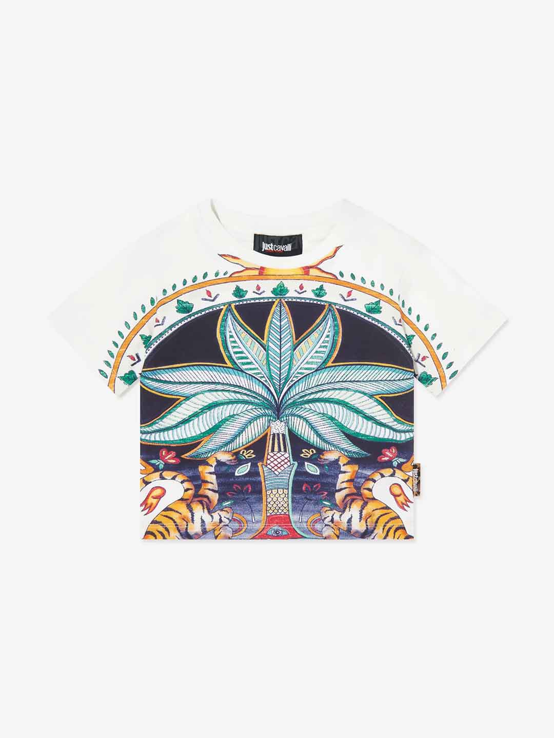 Just Cavalli t-shirt kids panna con stampa palma 8-14 anni 26077 PANNA JUST CAVALLI 