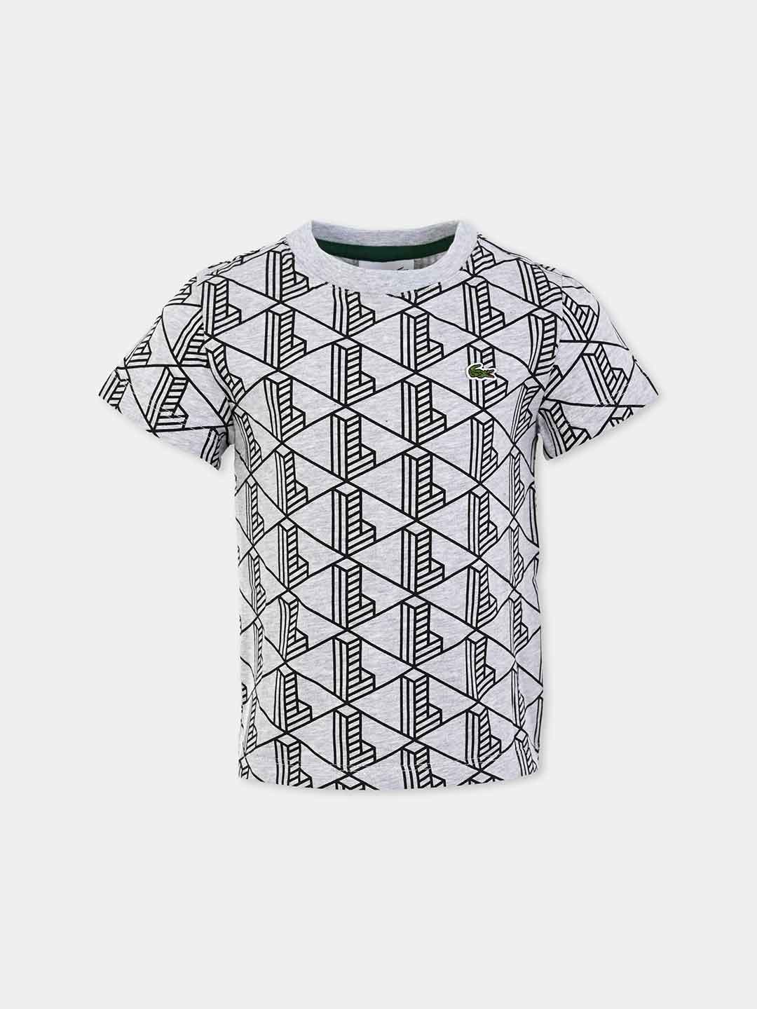 Lacoste t-shirt kids grigio multilogo 2-7 anni 847644 GJ3 GRIGIO LACOSTE 
