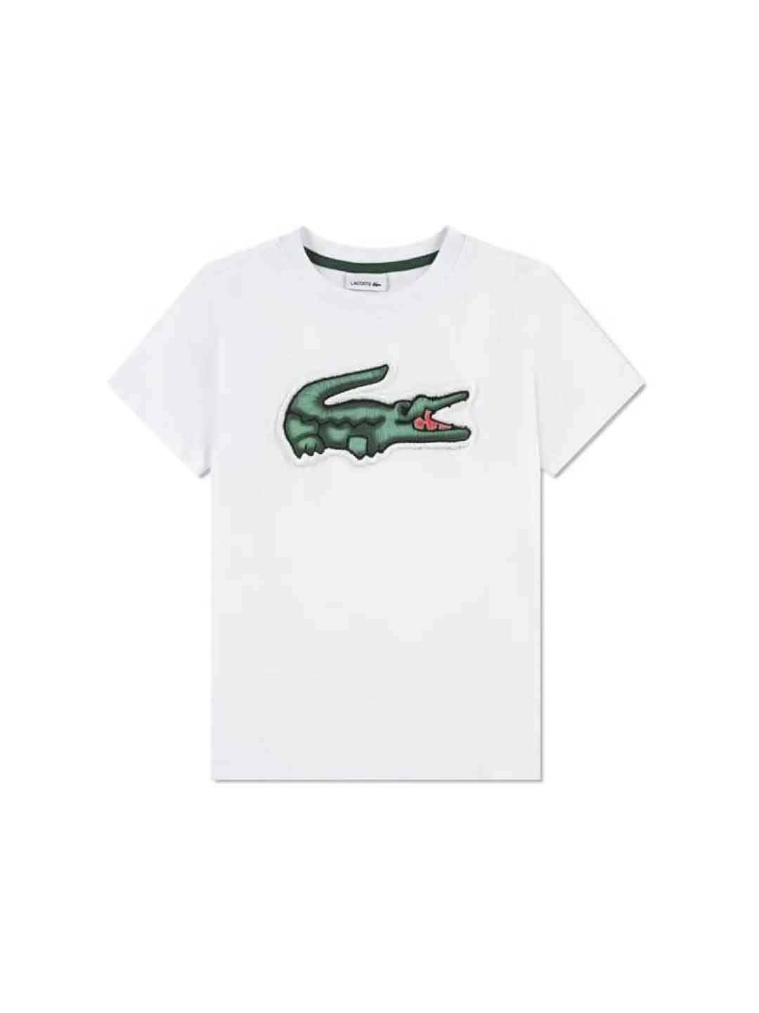 Lacoste t-shirt kids bianco con logo grande 8-16 anni 947072 W8L BIANCO LACOSTE 