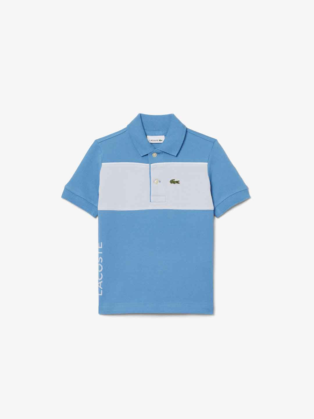 Lacoste t-shirt kids azzurro con banda celeste 8-16 anni 947438 UJ7 AZZURRO LACOSTE 