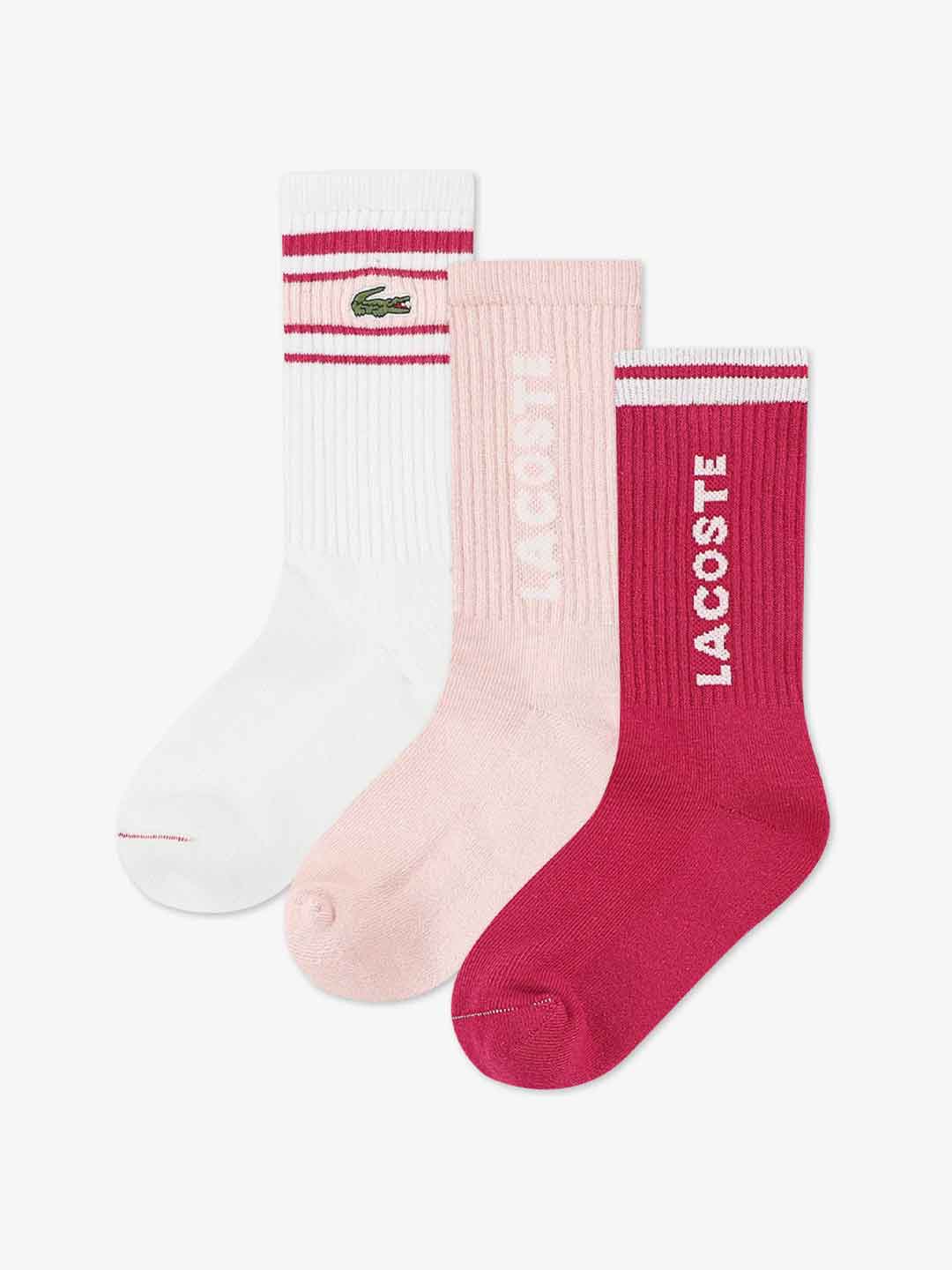 Lacoste calzini kids rosa con logo set da 3 paia 4-9 anni GA6509 AL5 ROSA LACOSTE 