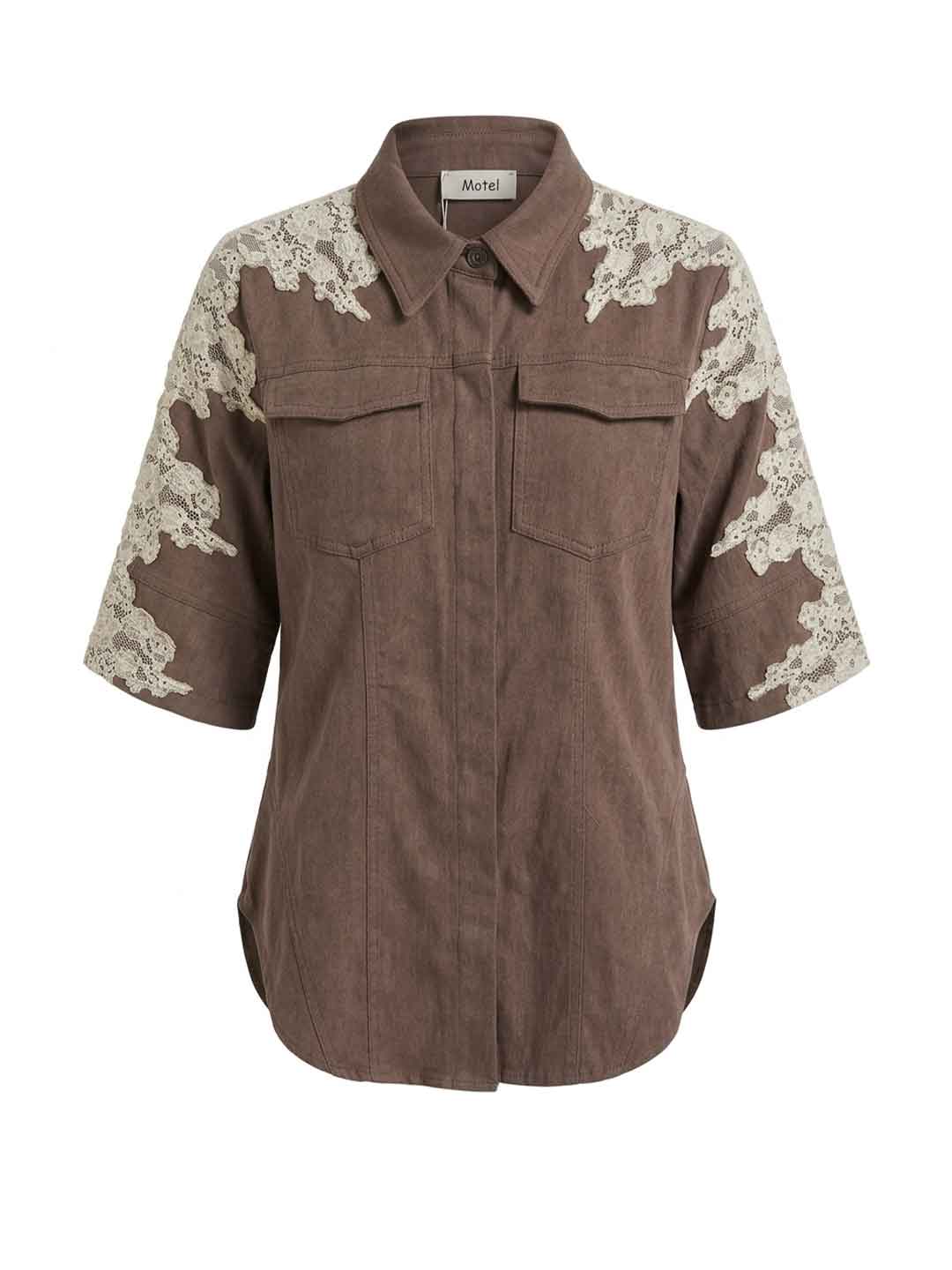 Tensione In camicia marrone con ricamo PX1144 MARRONE MOTEL 