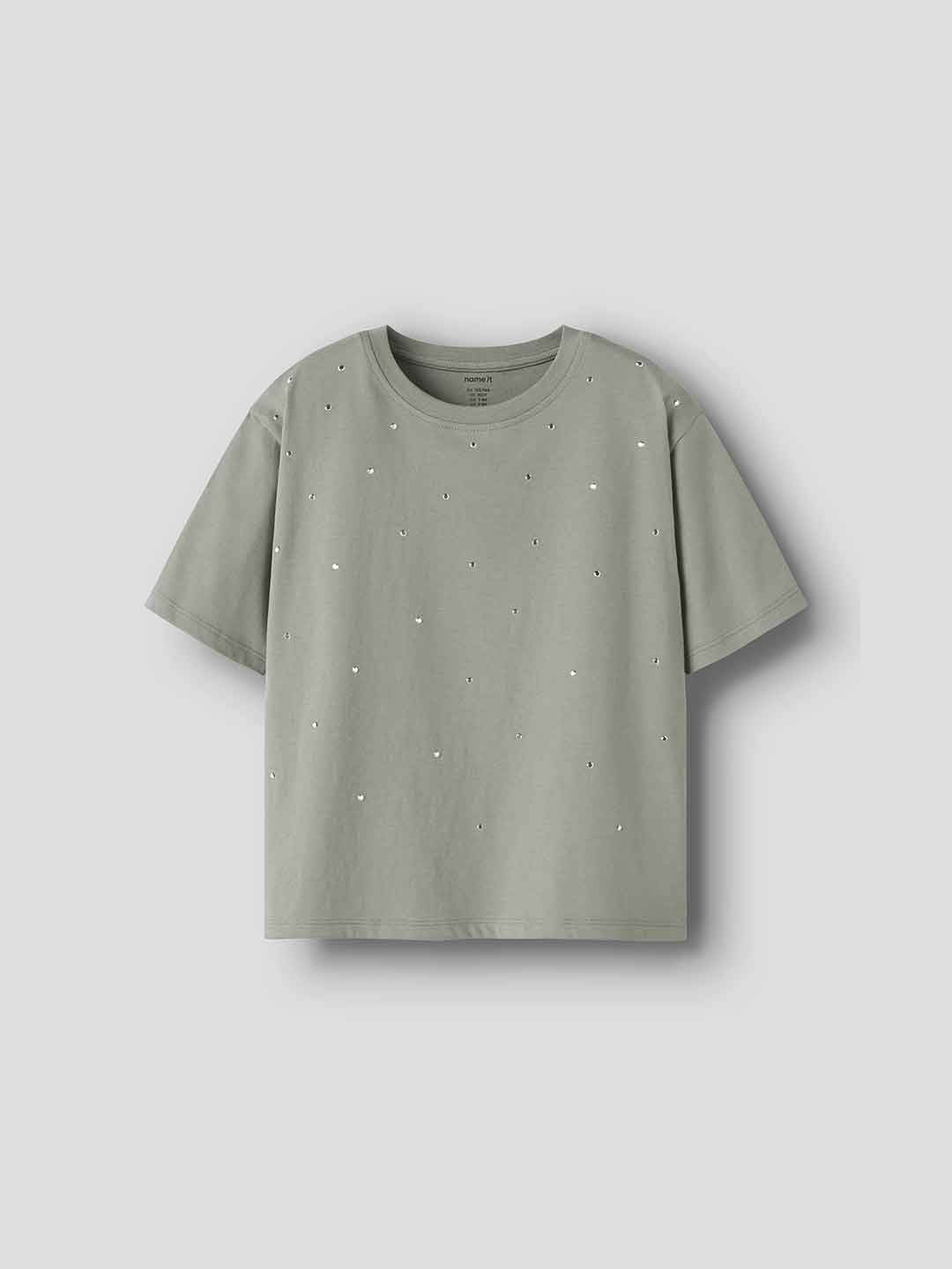 Name It t-shirt kids verde con strass 13252773 VERDE NAME IT 