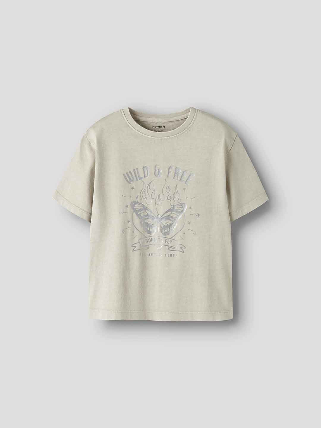Name It t-shirt kids beige wild & free 13252792 BEIGE NAME IT 