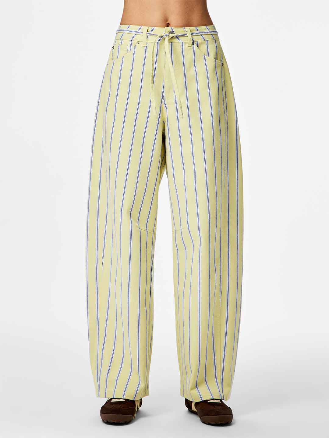 Pieces pantalone giallo a righe 17164141 GIALLO PIECES 