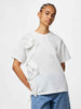 Pieces t-shirt bianco con rouche laterale