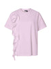 Pieces t-shirt rosa con rouche laterale