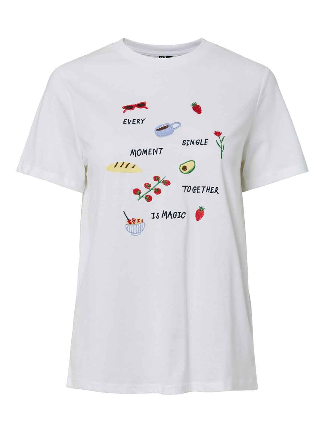 Pieces t-shirt bianco con stampe 17164820 BIANCO PIECES 